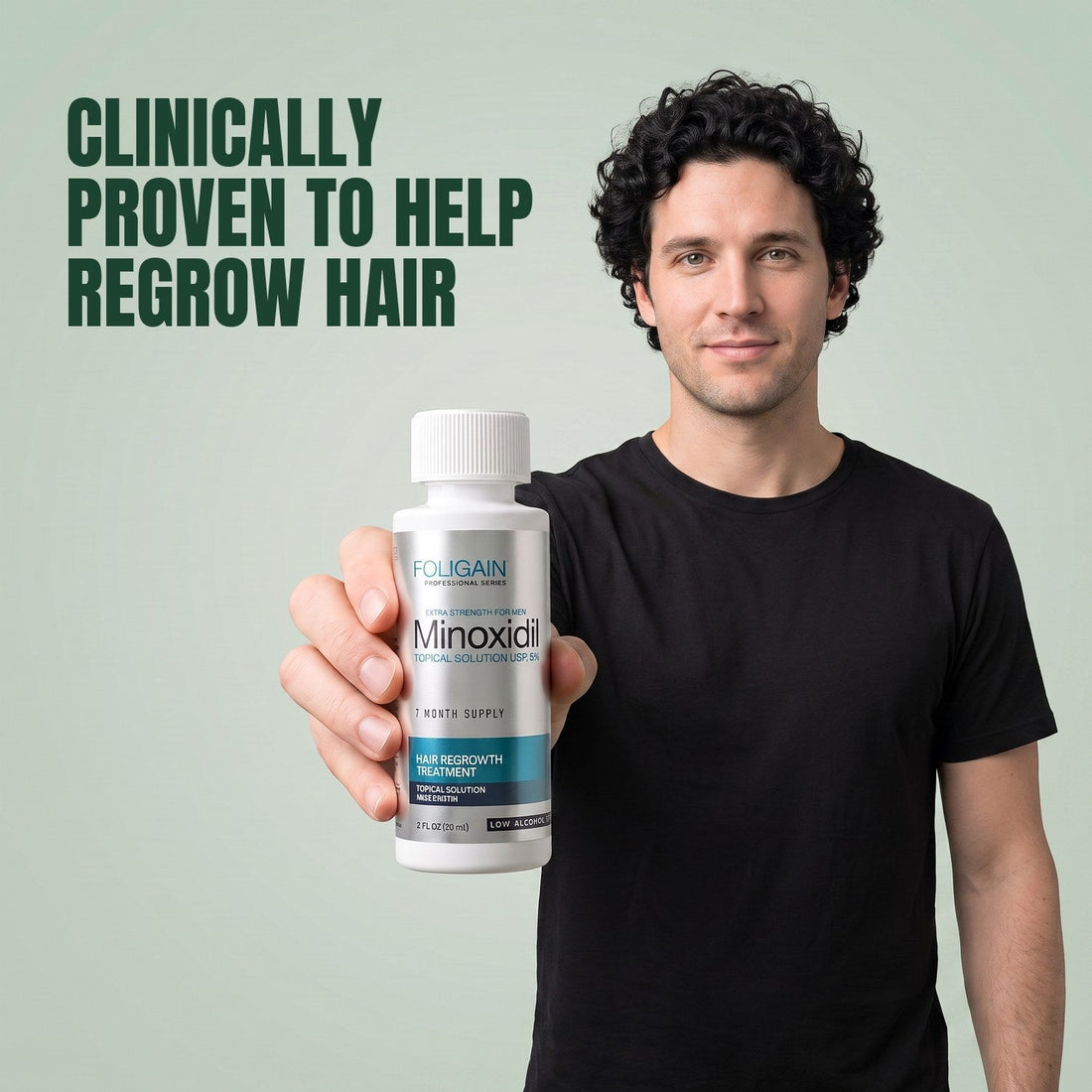 Foligain Minoxidil Lotion 5% for Men - Sensitive Skin - 12 Month Supply — product packaging on white background