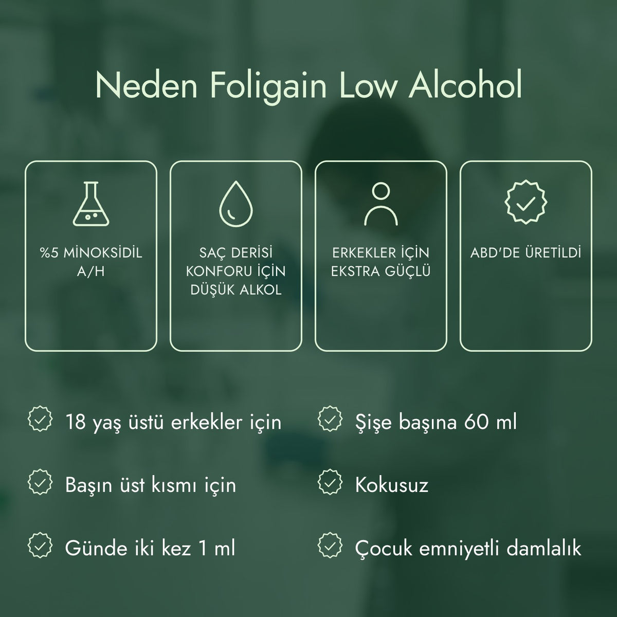 Neden Foligain Low Alcohol: %5 minoksidil a/h, Saç derisi konforu için düşük alkol, Erkekler için ekstra güçlü, ABD'de üretildi