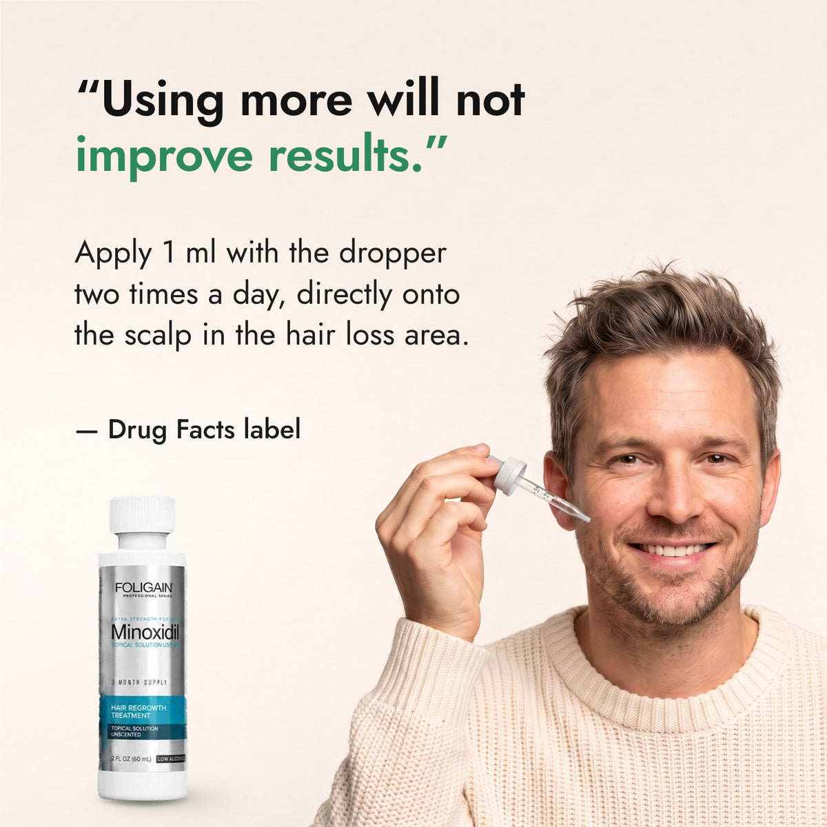 Using more will not improve results. — Drug Facts label