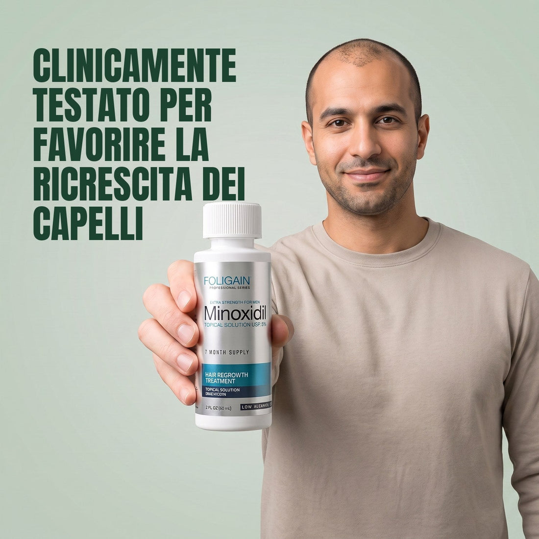 Foligain Minoxidil Lotion 5% for Men - Sensitive Skin - 6 Month Supply — product packaging on white background