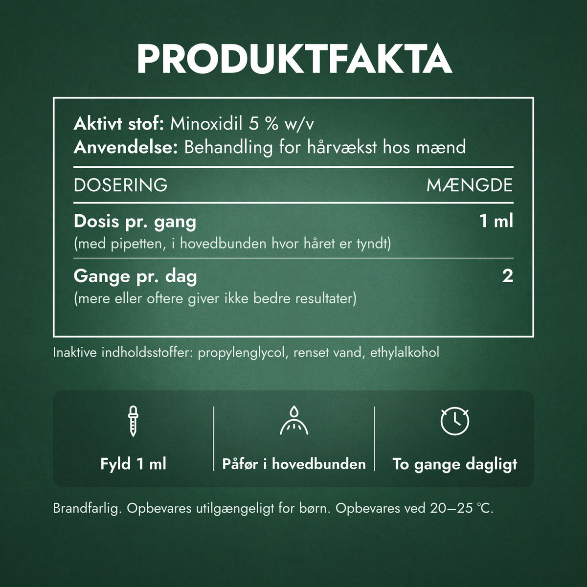 Produktfakta: Foligain Minoxidil 5 % med lavt alkoholindhold til mænd