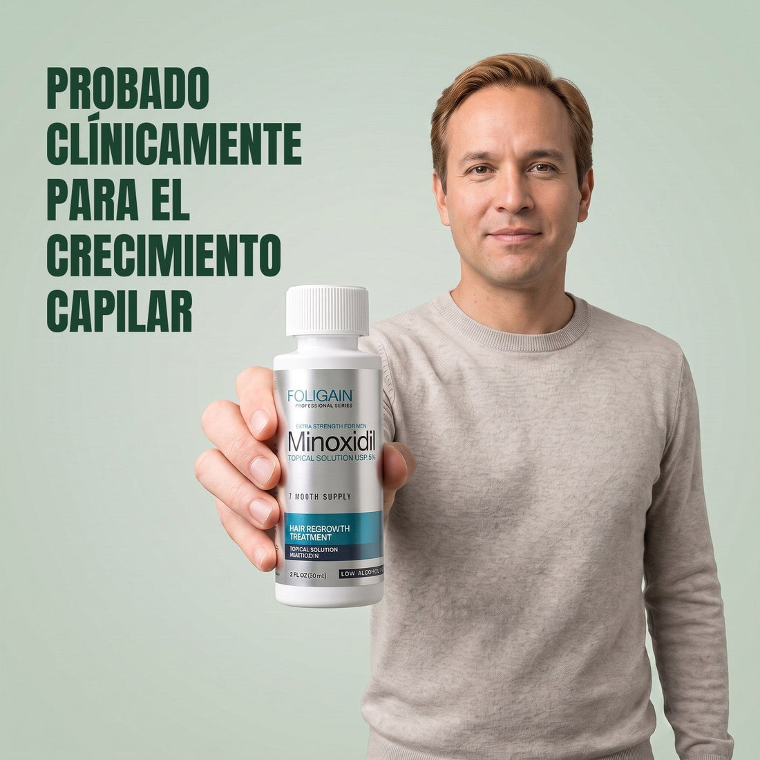 Foligain Minoxidil Lotion 5% for Men - Sensitive Skin - 9 Month Supply — product packaging on white background