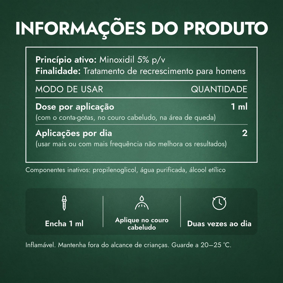 Informações do produto: Foligain Minoxidil 5% Baixo Teor de Álcool para Homens