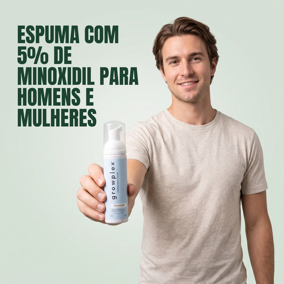 Espuma Growplex VitaFoam Minoxidil 5% para Mulheres e Homens - Suprimento para 12 Meses