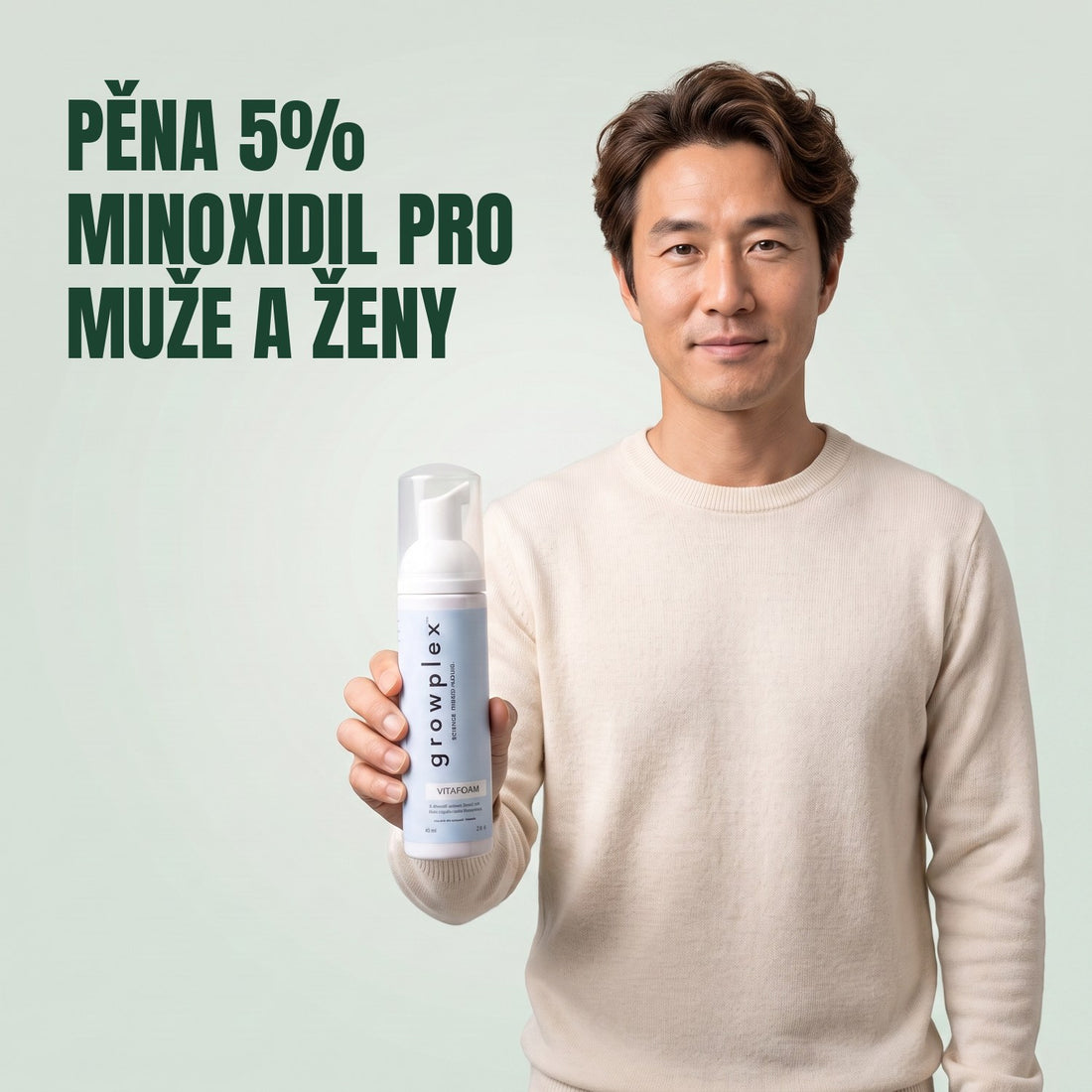 Growplex VitaFoam Minoxidil pěna 5% pro ženy a muže – zásoba na 12 měsíců, 12 x 60 ml lahvičky pěny