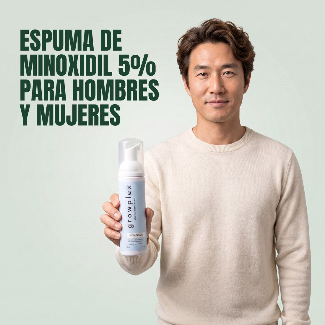 Growplex VitaFoam Minoxidil Espuma 5% para Mujeres y Hombres - suministro para 12 meses, 12 botes de espuma de 60 ml