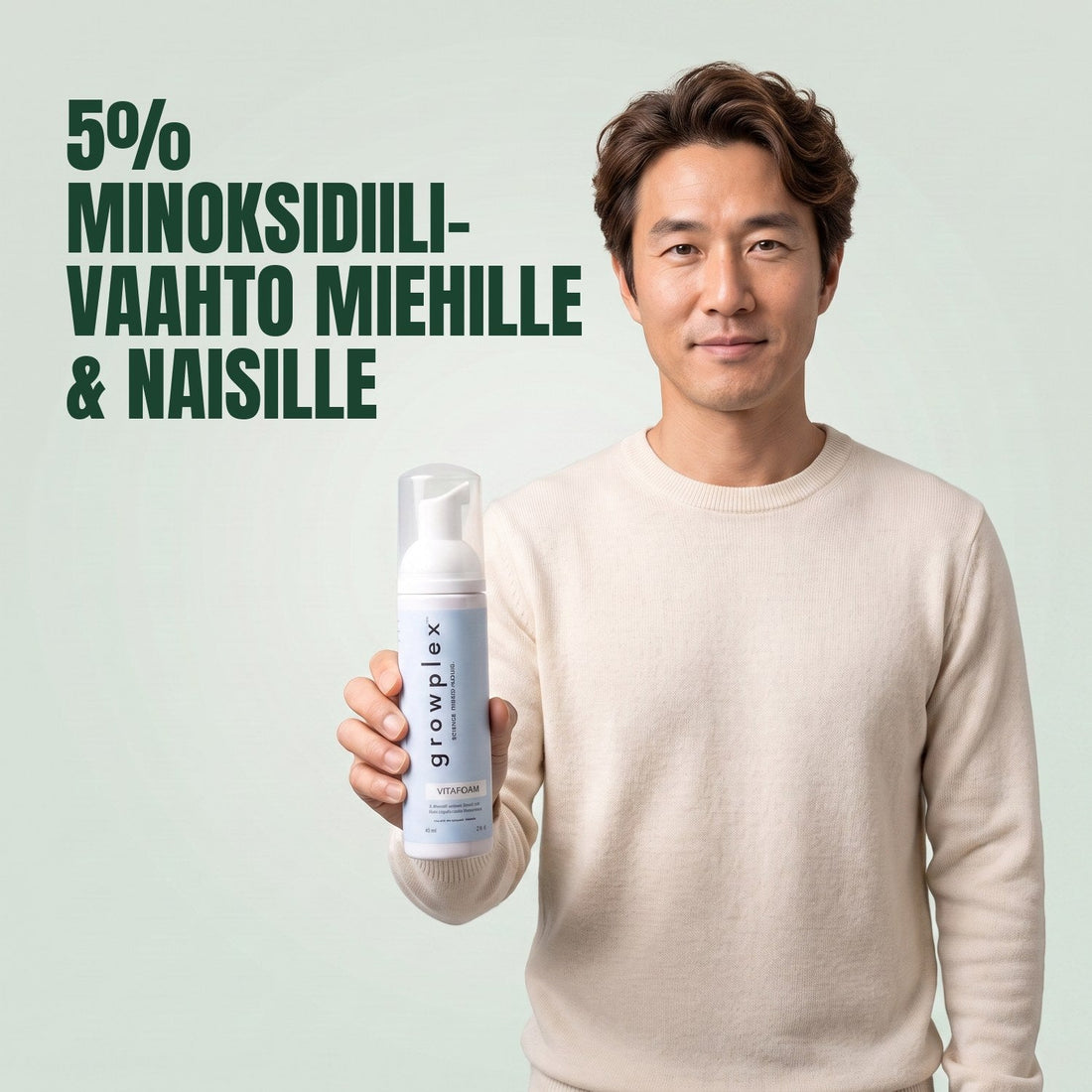 Growplex VitaFoam Minoksidiili-vaahto 5% naisille ja miehille - 12 kuukauden pakkaus, 12 x 60 ml vaahtopulloa