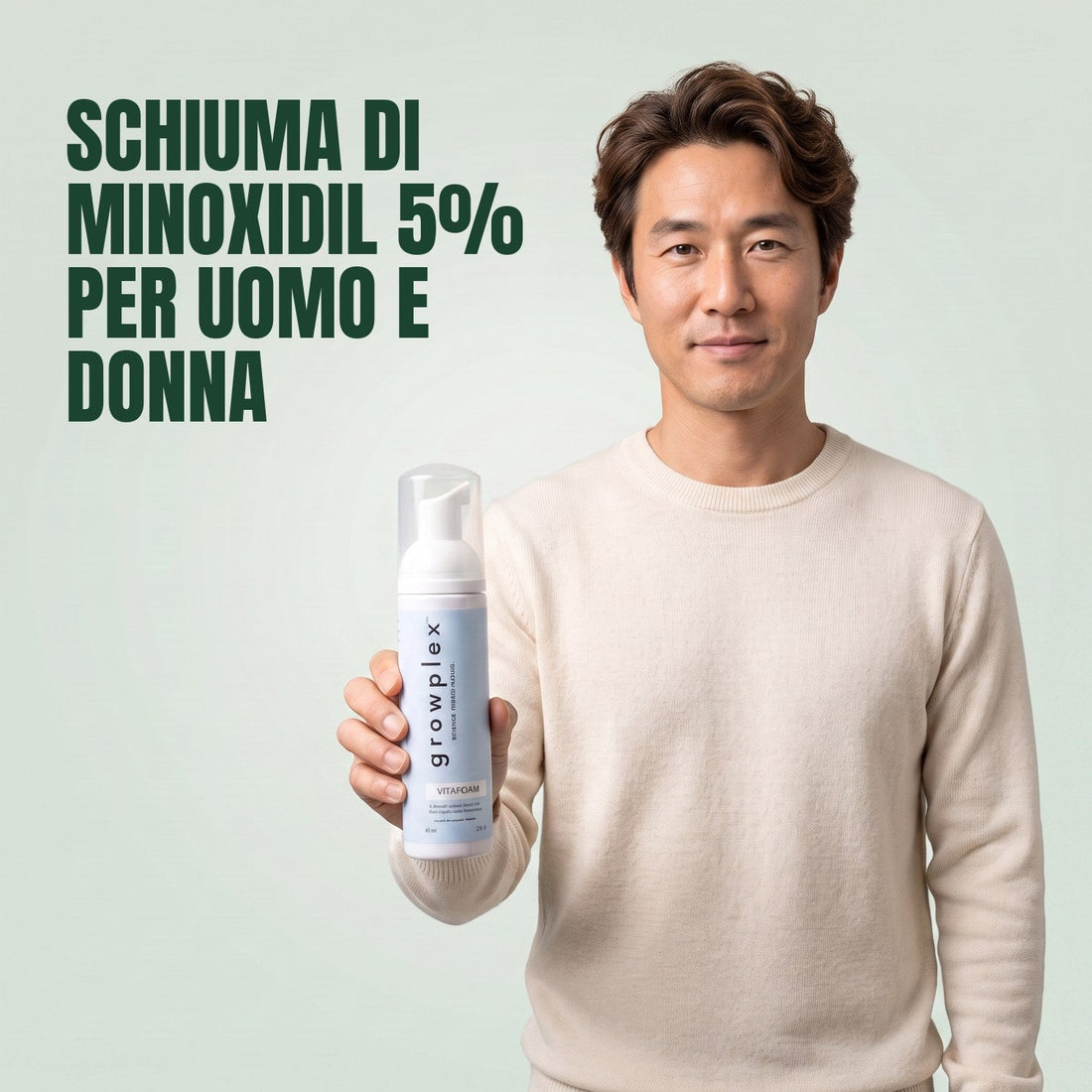 Growplex VitaFoam Schiuma Minoxidil 5% per Donna e Uomo - scorta per 12 mesi, 12 flaconi schiuma da 60 ml
