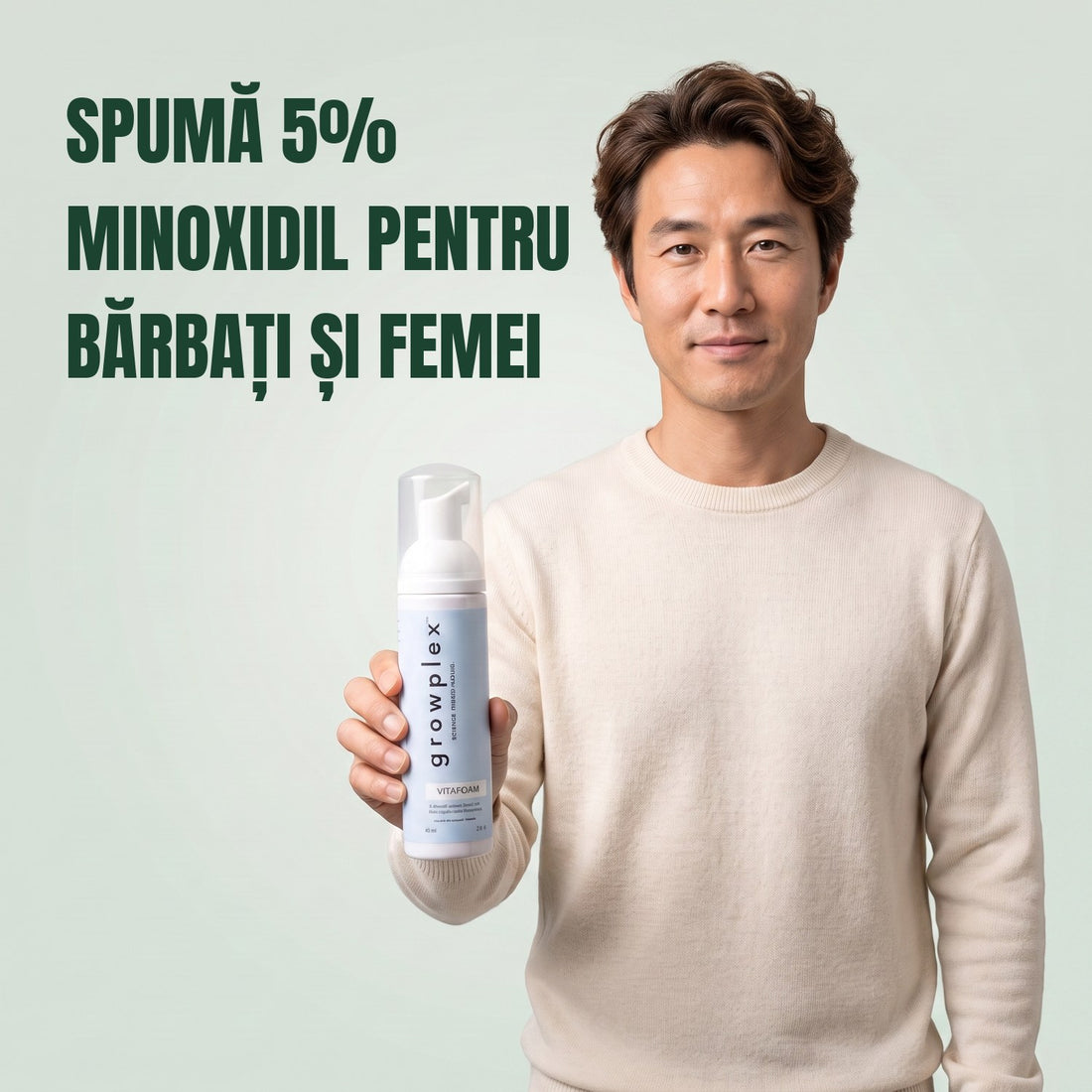 Spumă Growplex VitaFoam Minoxidil 5% pentru femei și bărbați - rezervă pentru 12 luni, 12 x 60 ml