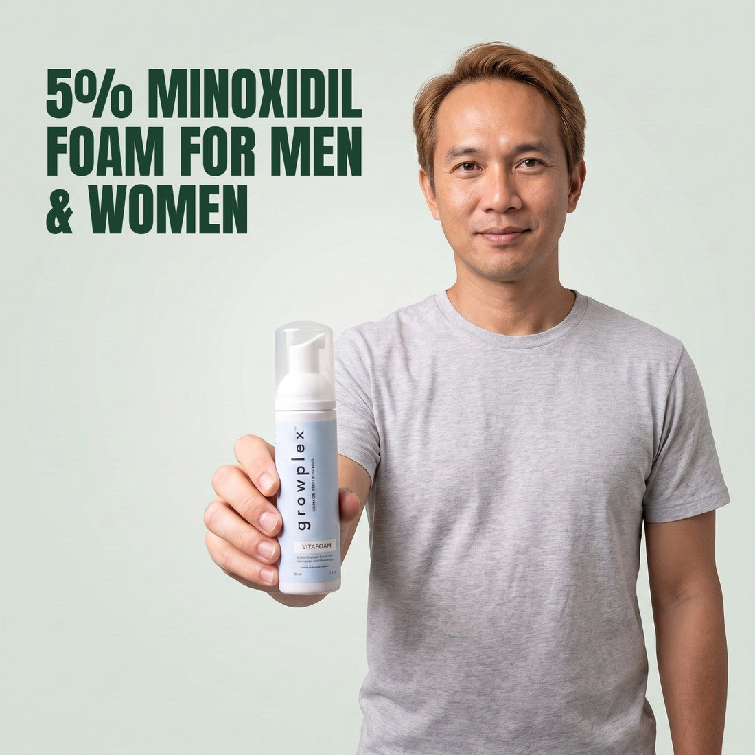 Growplex VitaFoam Minoxidil Foam 5% for Women & Men - 3 month supply, 3 x 60 ml foam bottles