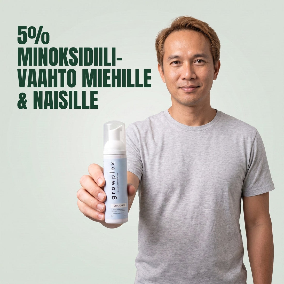 Growplex VitaFoam Minoksidiili-vaahto 5% naisille ja miehille - 3 kuukauden pakkaus, 3 x 60 ml vaahtopulloa