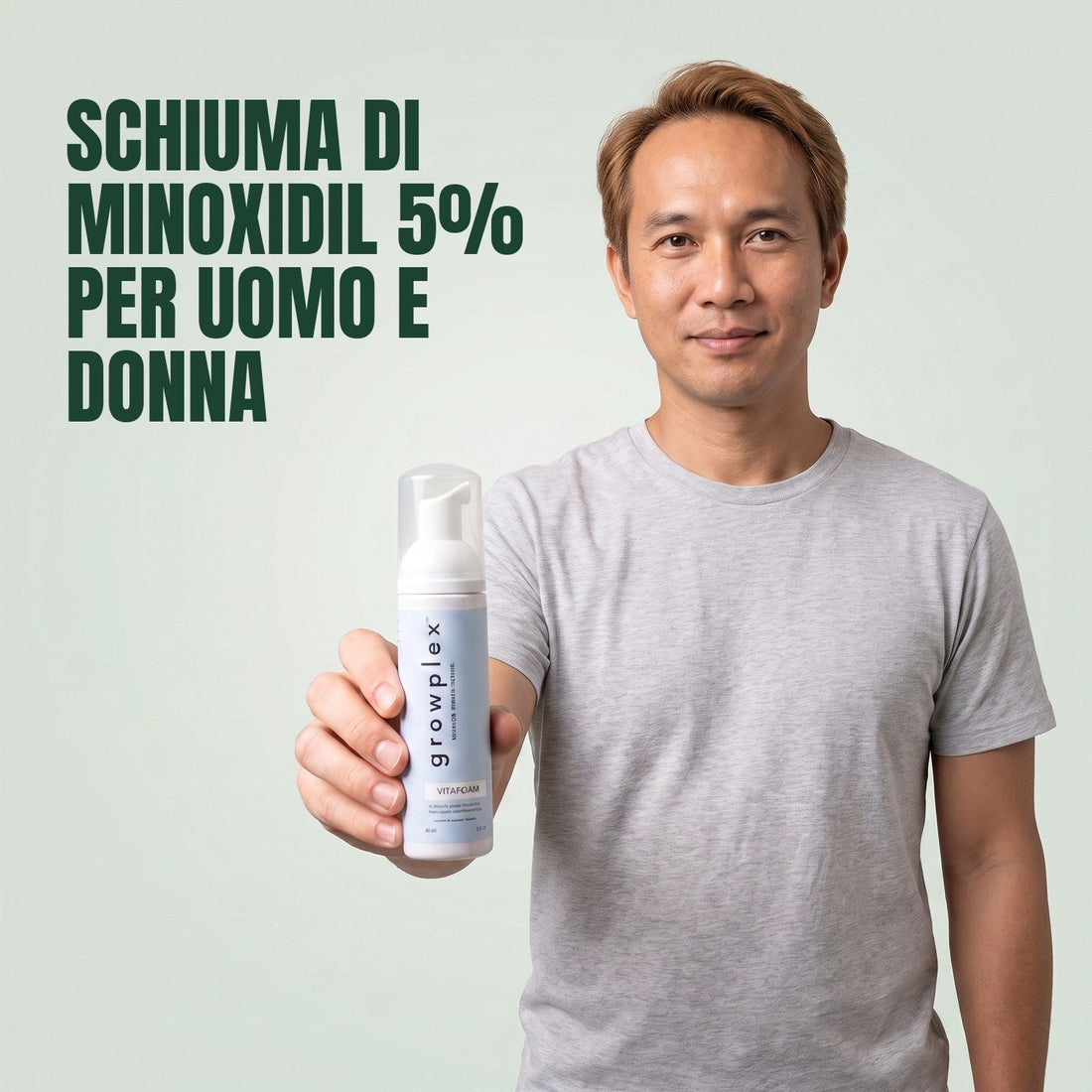 Growplex VitaFoam Schiuma Minoxidil 5% per Donna e Uomo - scorta per 3 mesi, 3 flaconi schiuma da 60 ml