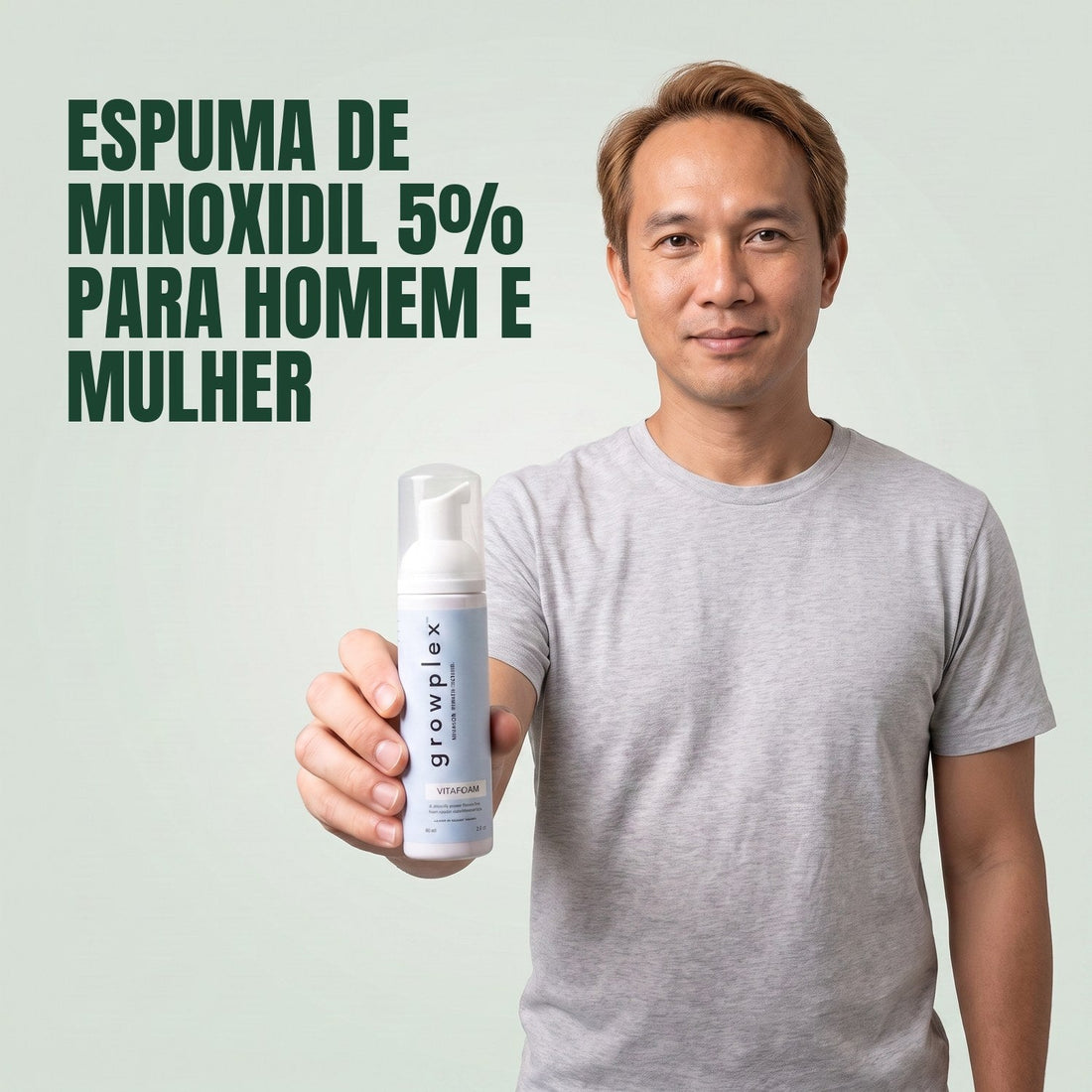 Espuma Growplex VitaFoam Minoxidil 5% para Mulheres e Homens - suprimento para 3 meses, 3 frascos de espuma de 60 ml