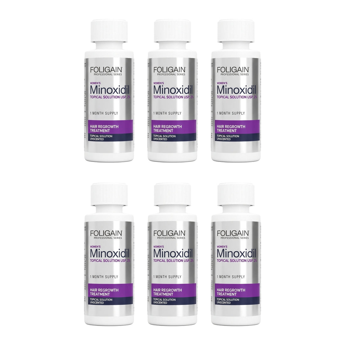 Foligain Women's Minoxidil 2% topical solution, 6 bottles - 6 month supply