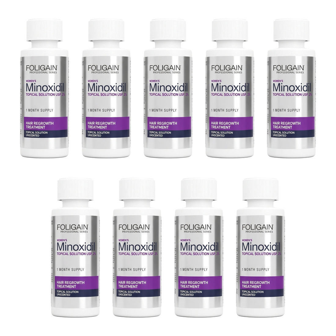 Foligain Women's Minoxidil 2% topical solution, 9 bottles - 9 month supply
