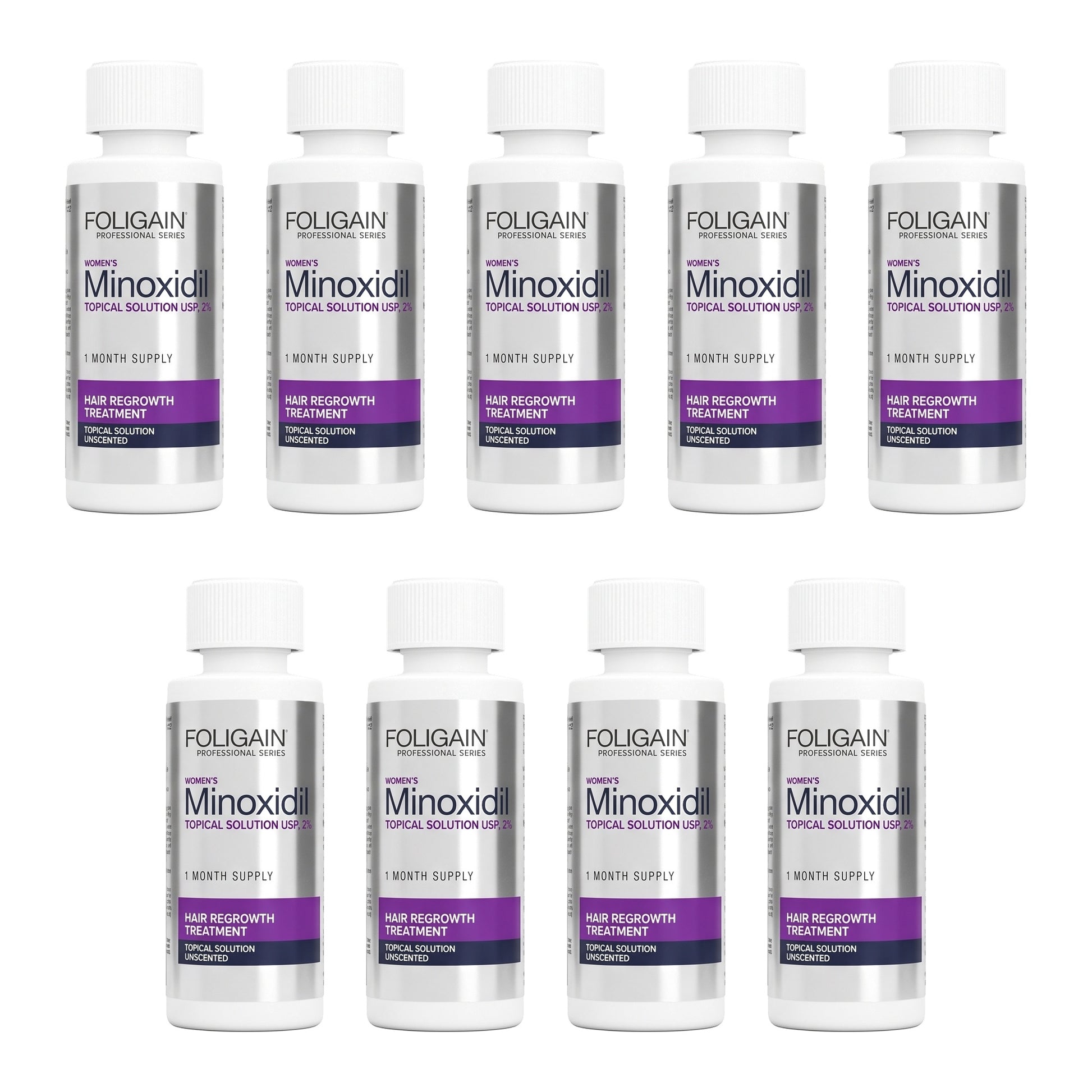 Foligain Women's Minoxidil 2% topical solution, 9 bottles - 9 month supply