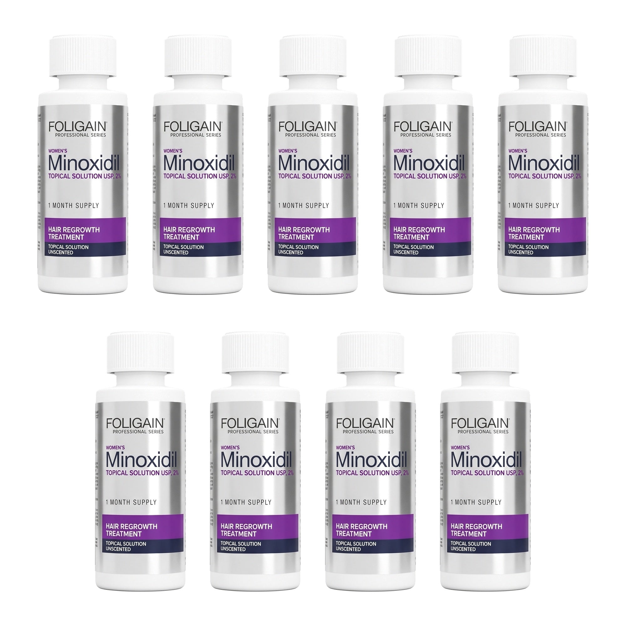 Foligain Women's Minoxidil 2% topical solution, 9 bottles - 9 month supply