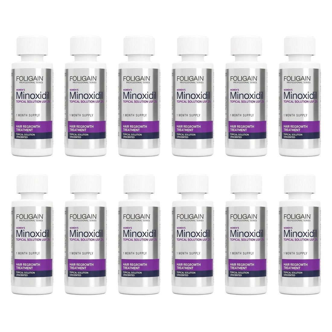 Foligain Minoxidil Lotion 2% for Women - 12 Month Supply — product packaging on white background
