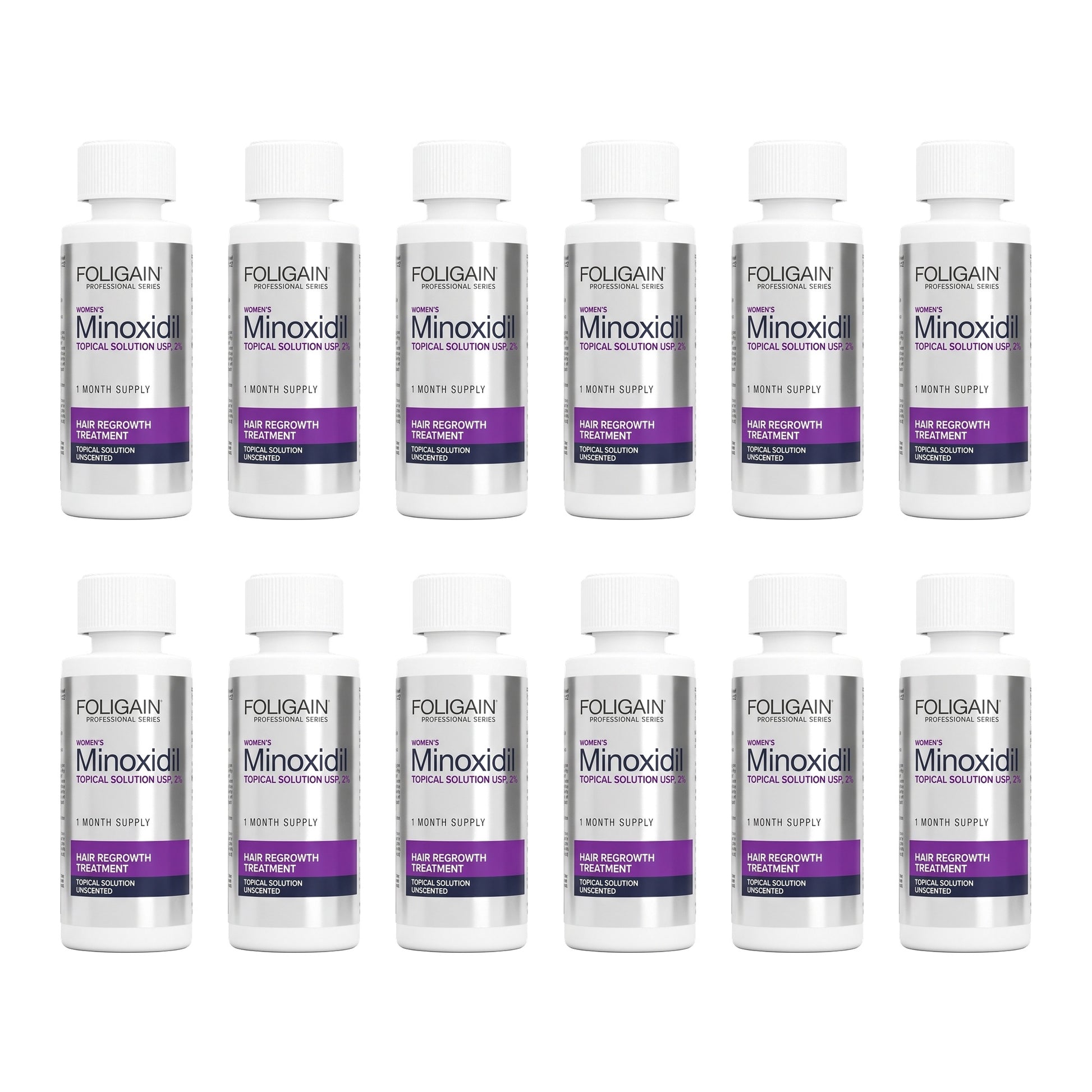 Foligain Women's Minoxidil 2% topical solution, 12 bottles - 12 month supply