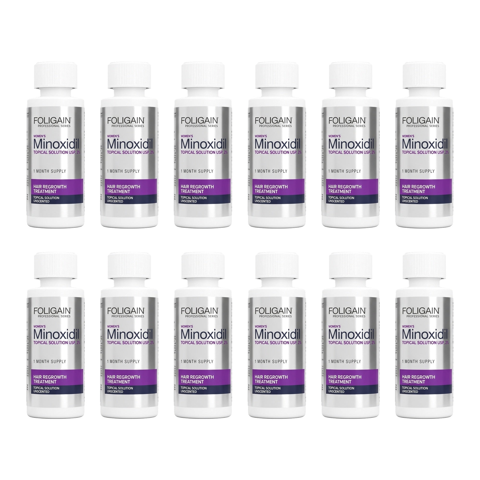 Foligain Women's Minoxidil 2% topical solution, 12 bottles - 12 month supply