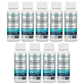 Foligain Minoxidil Lotion 5% for Men - Sensitive Skin - 9 month supply, 9 x 60 ml bottles