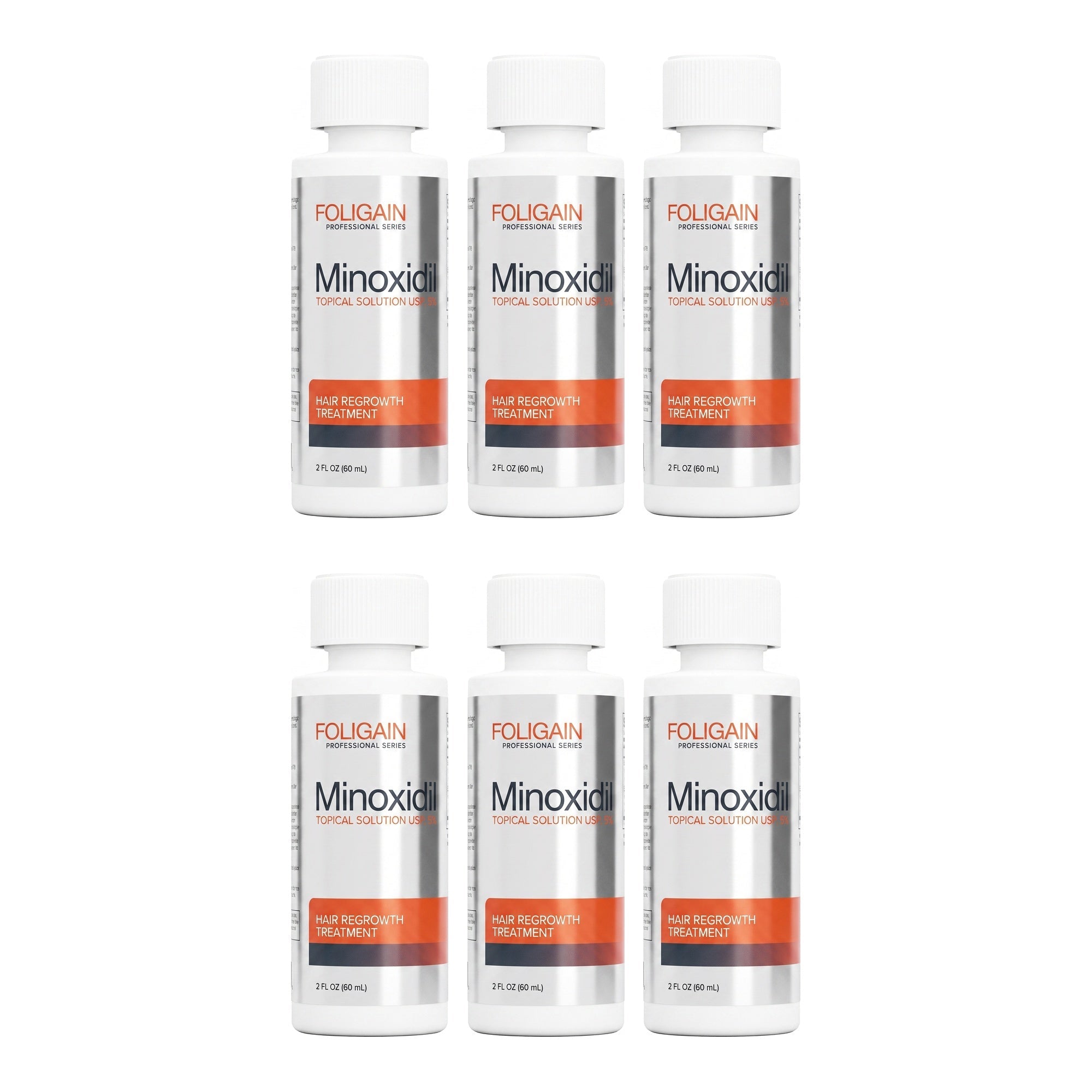Foligain Minoxidil Lotion 5% for Men - 6 month supply, 6 x 60 ml bottles