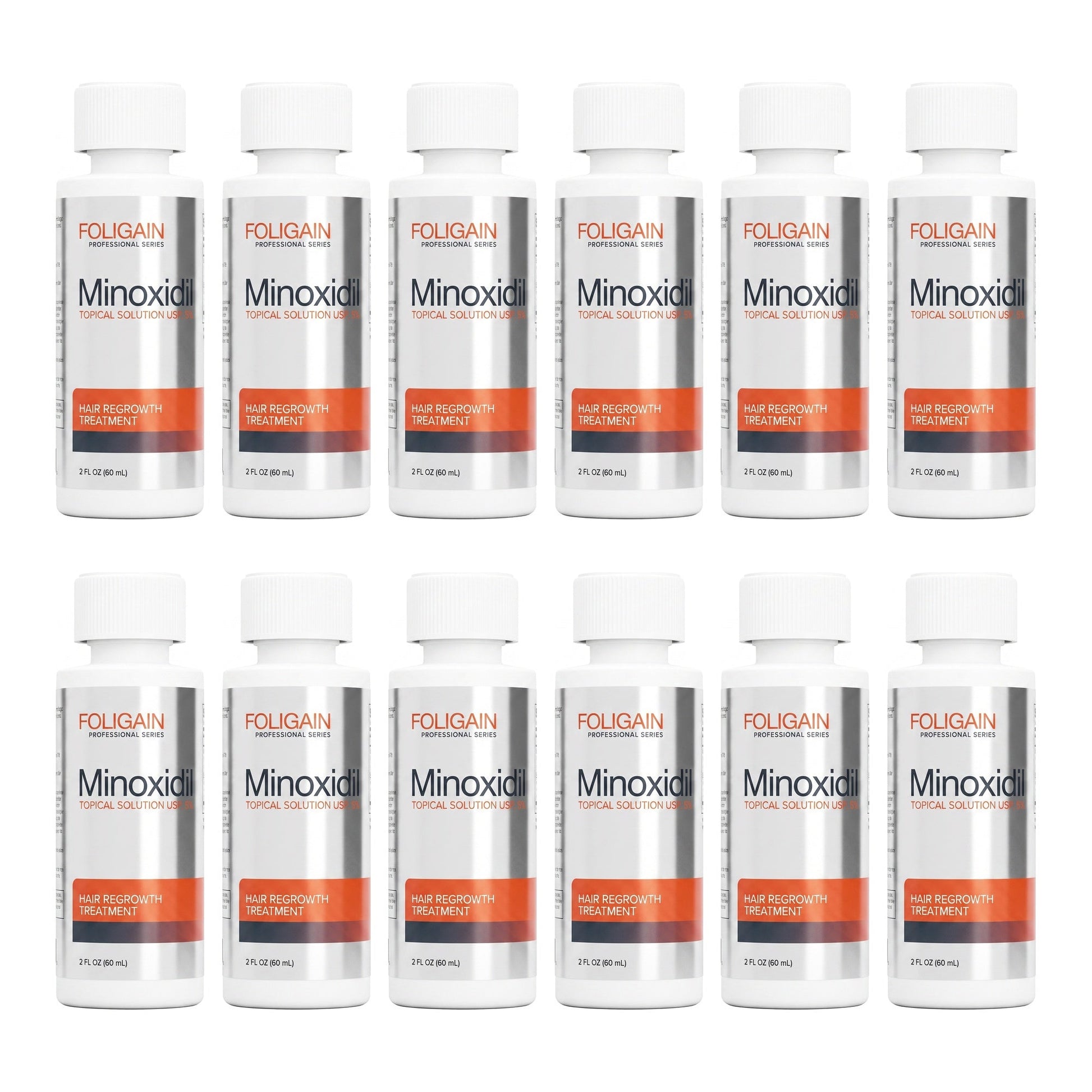 Foligain Minoxidil Lotion 5% for Men - 12 month supply, 12 x 60 ml bottles