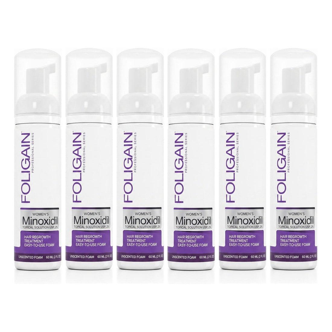 Foligain Minoxidil Foam 2% for Women - 6 Month Supply — product packaging on white background