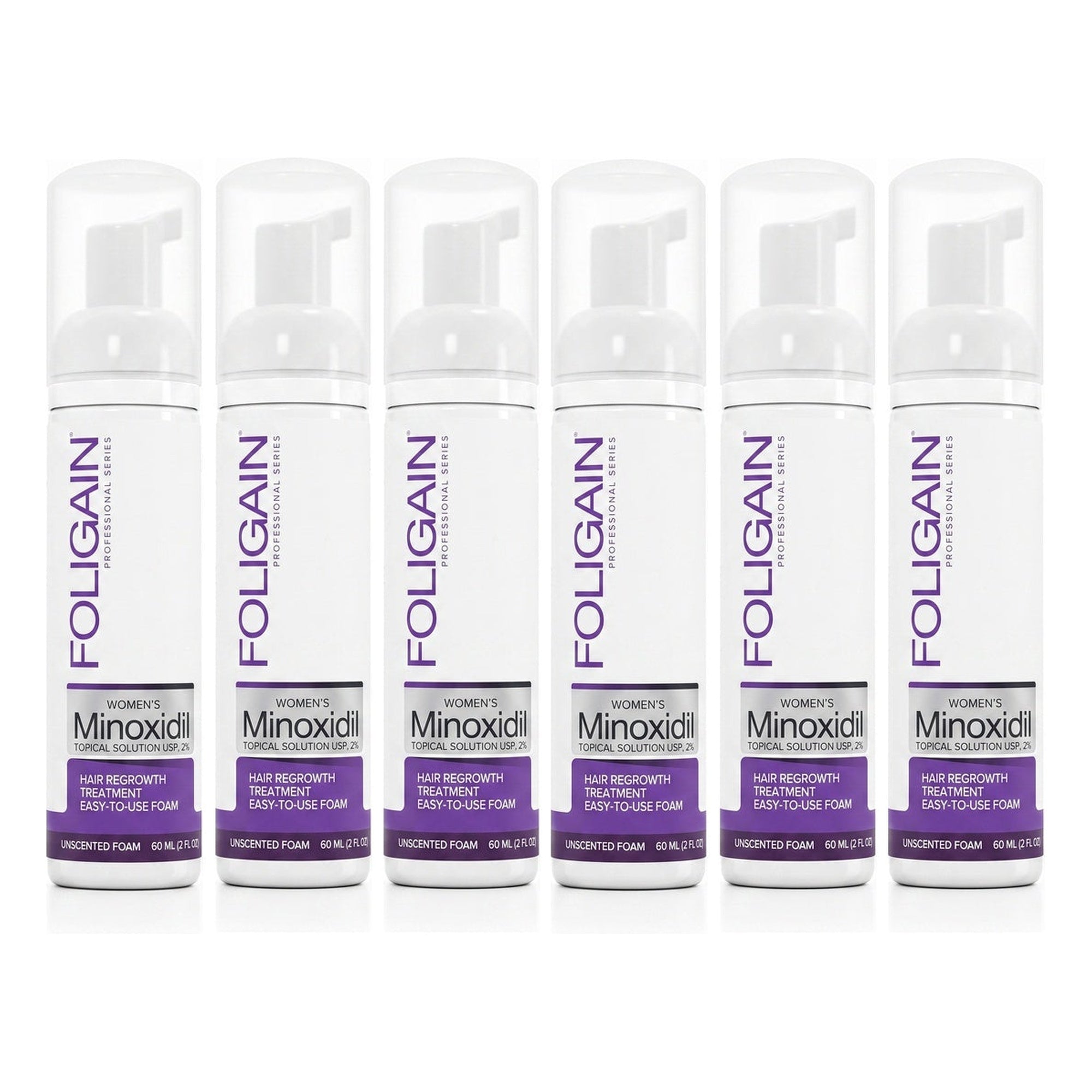 Espuma de Minoxidil Foligain 2% para Mulheres - Suprimento para 6 Meses — embalagem do produto em fundo branco