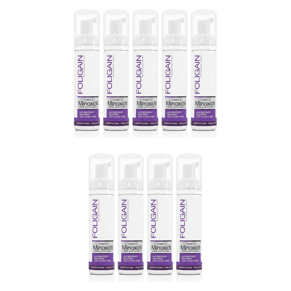 Foligain Minoxidil Foam 2% for Women - 9 Month Supply — product packaging on white background