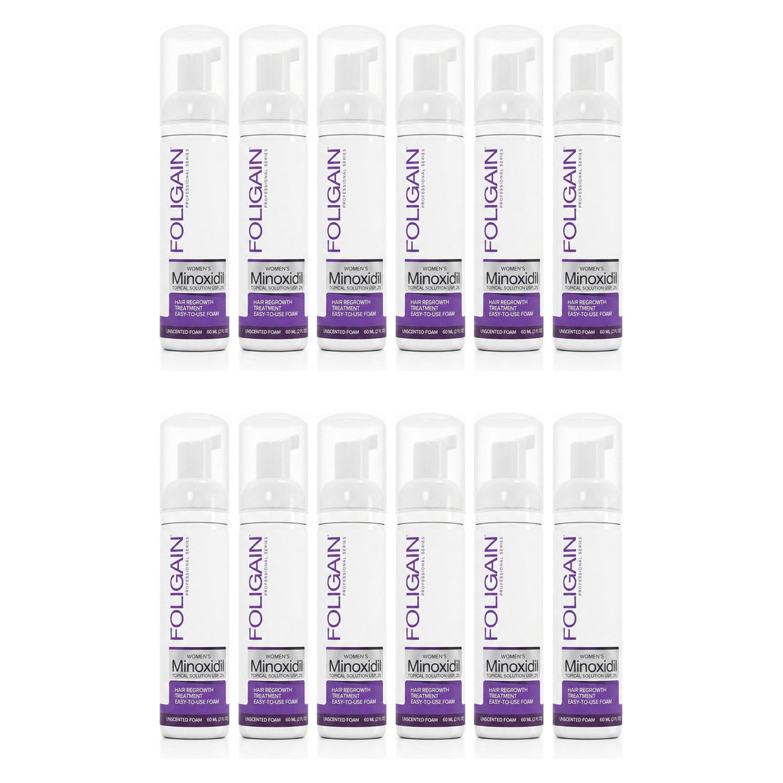 Foligain Minoxidil Foam 2% for Women - 12 Month Supply — product packaging on white background