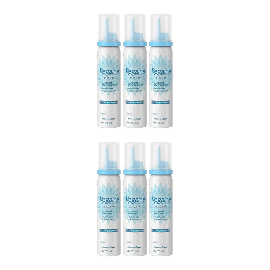 Regaine Minoxidil Foam 5% for Women - 12 month supply, 6 x 73 ml foam cans