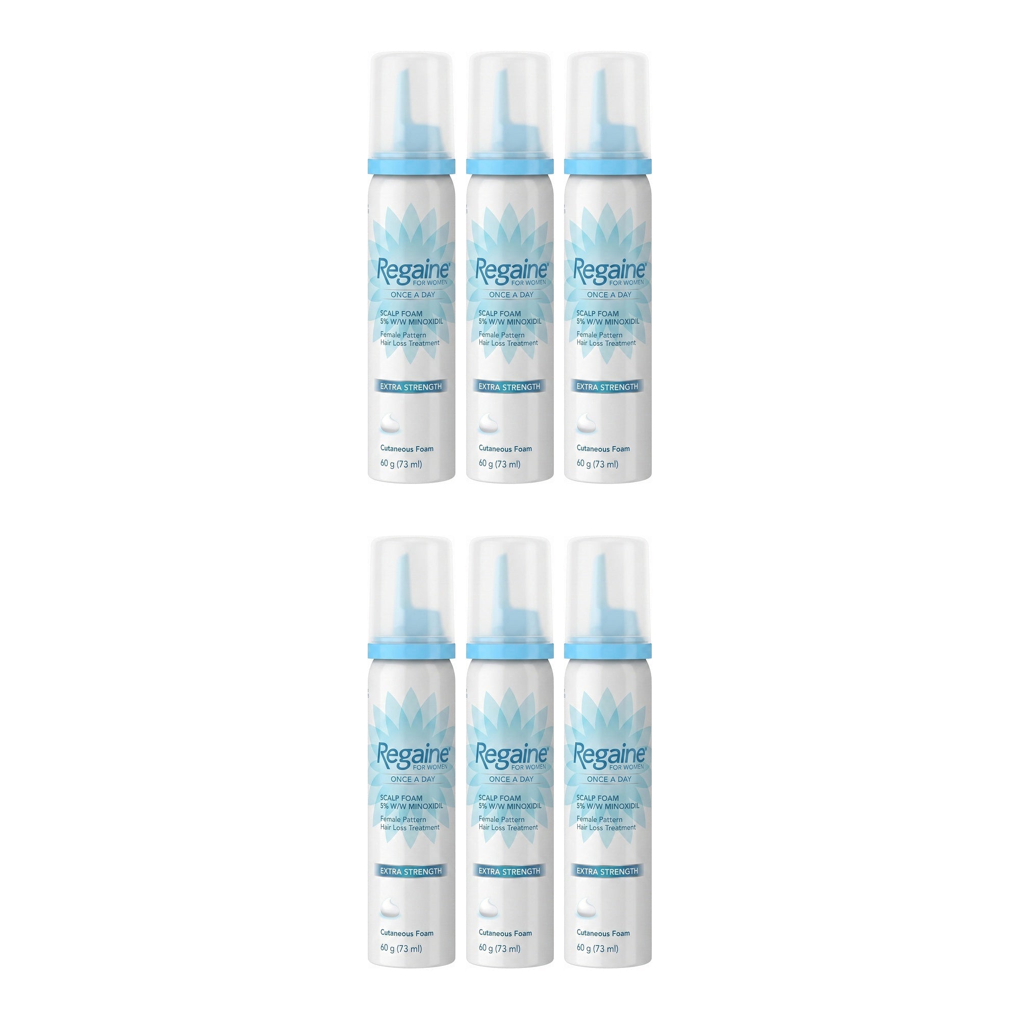 Regaine Minoxidil Foam 5% for Women - 12 month supply, 6 x 73 ml foam cans
