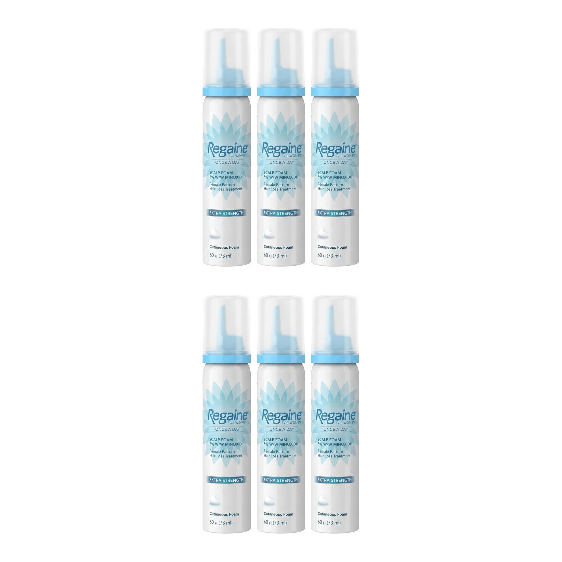 Regaine Minoxidil Foam 5% for Women - 12 month supply, 6 x 73 ml foam cans