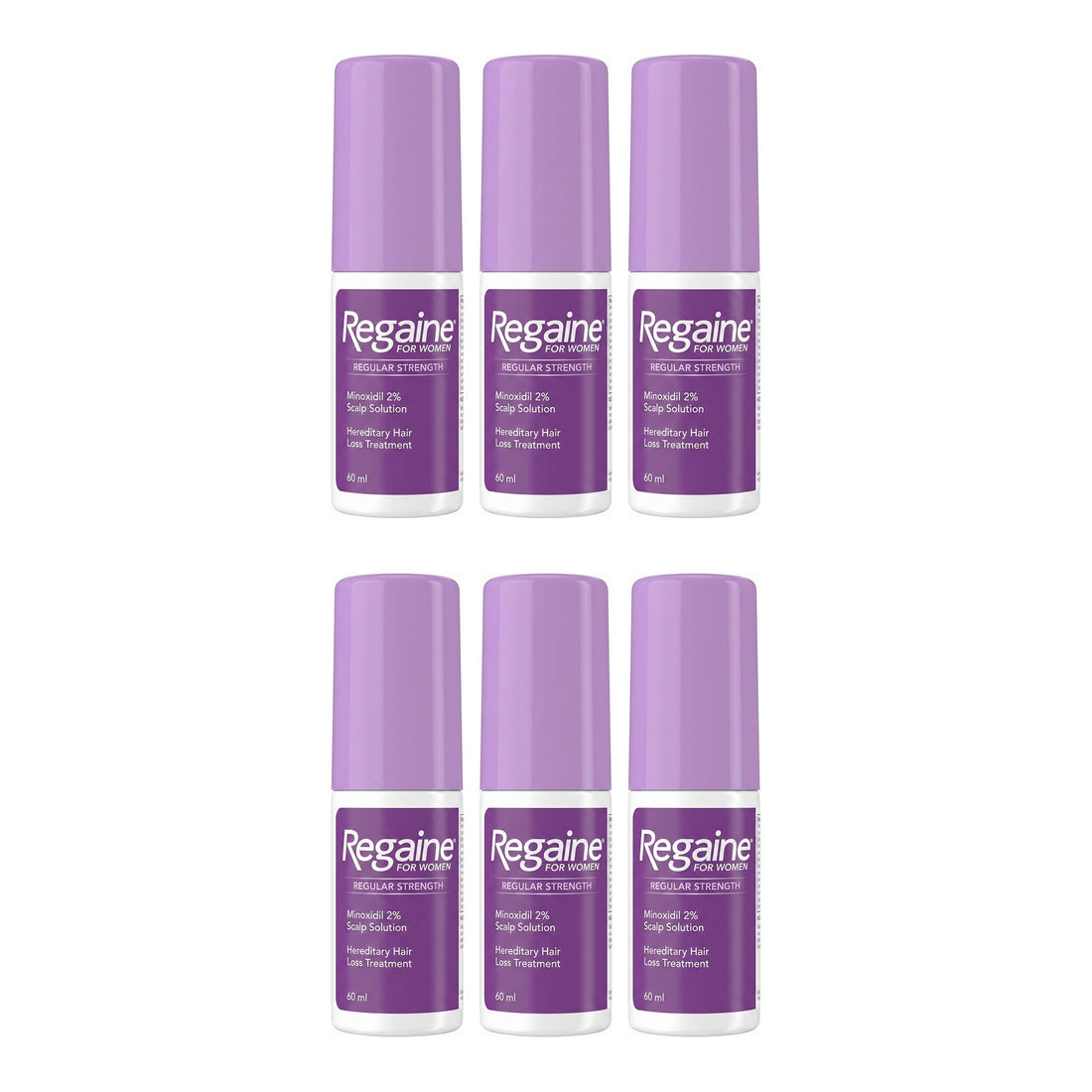 Regaine Minoxidil Lotion 2% for Women - 6 month supply, 6 x 60 ml bottles