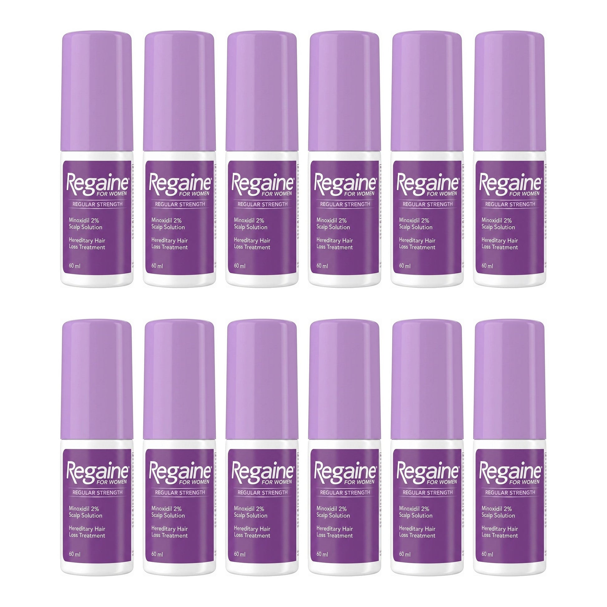 Regaine Minoxidil Lotion 2% for Women - 12 month supply, 12 x 60 ml bottles