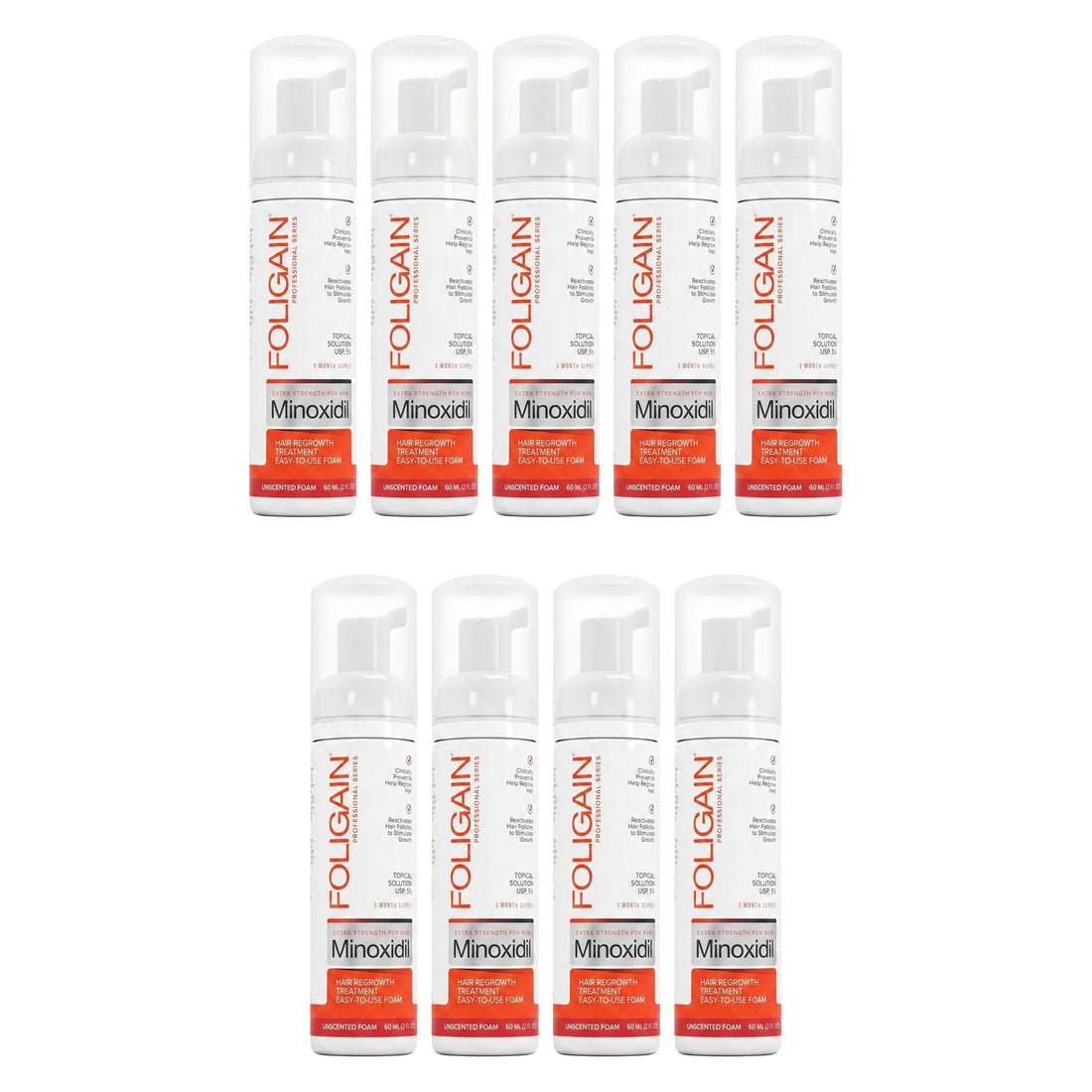Foligain Minoxidil Foam 5% for Men - 9 Month Supply — product packaging on white background