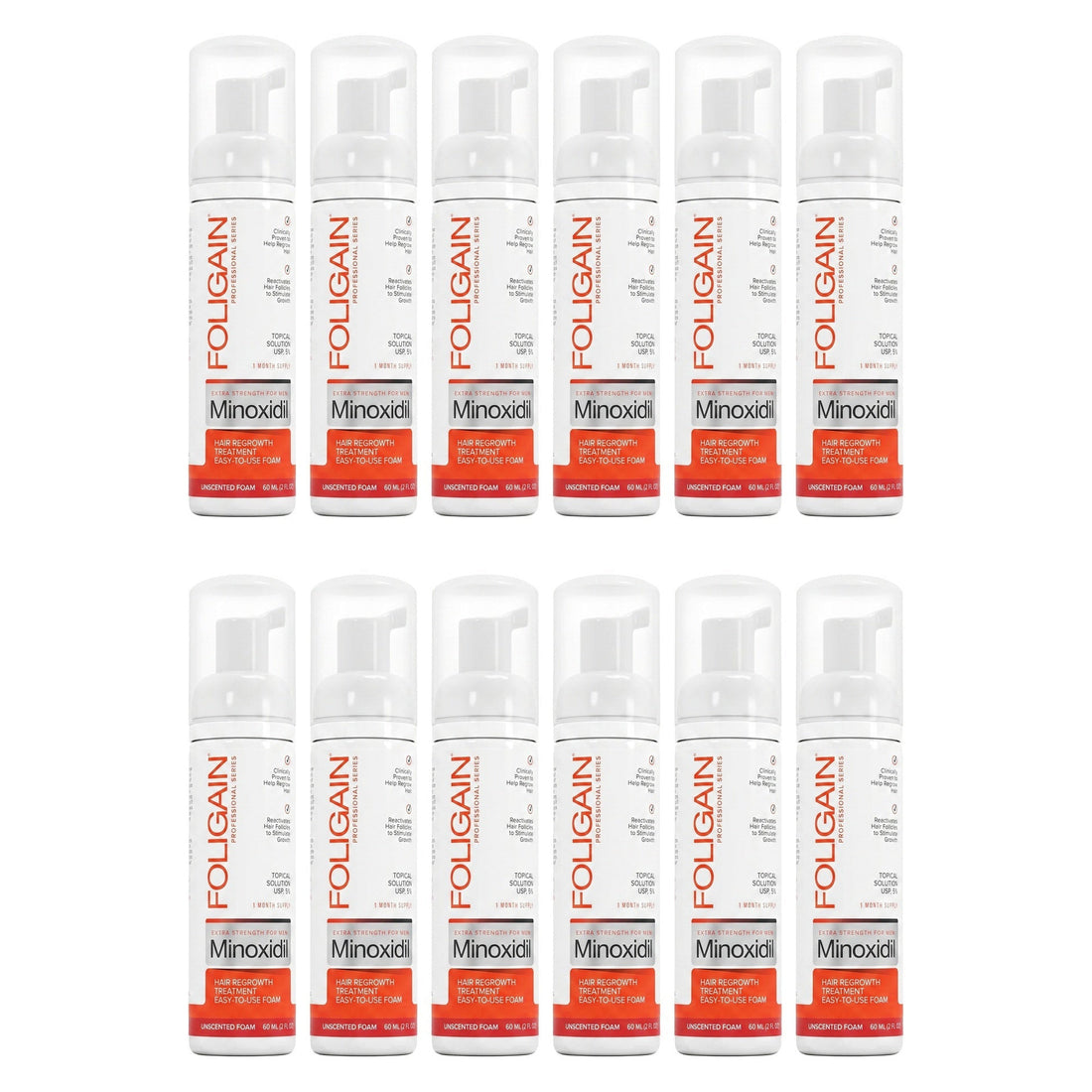 Foligain Minoxidil Foam 5% for Men - 12 Month Supply — product packaging on white background
