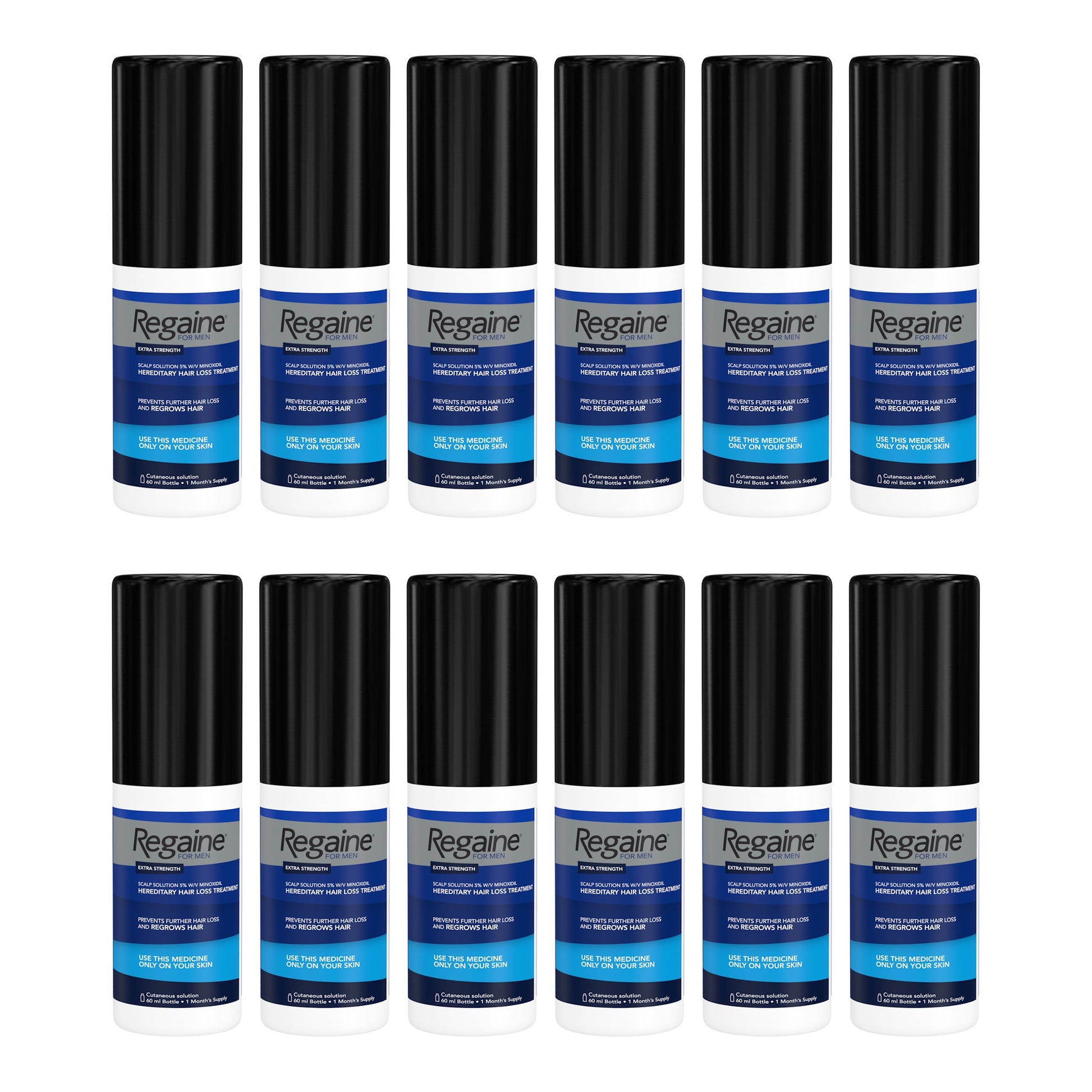 Regaine Minoxidil Lotion 5% for Men - 12 month supply, 12 x 60 ml bottles