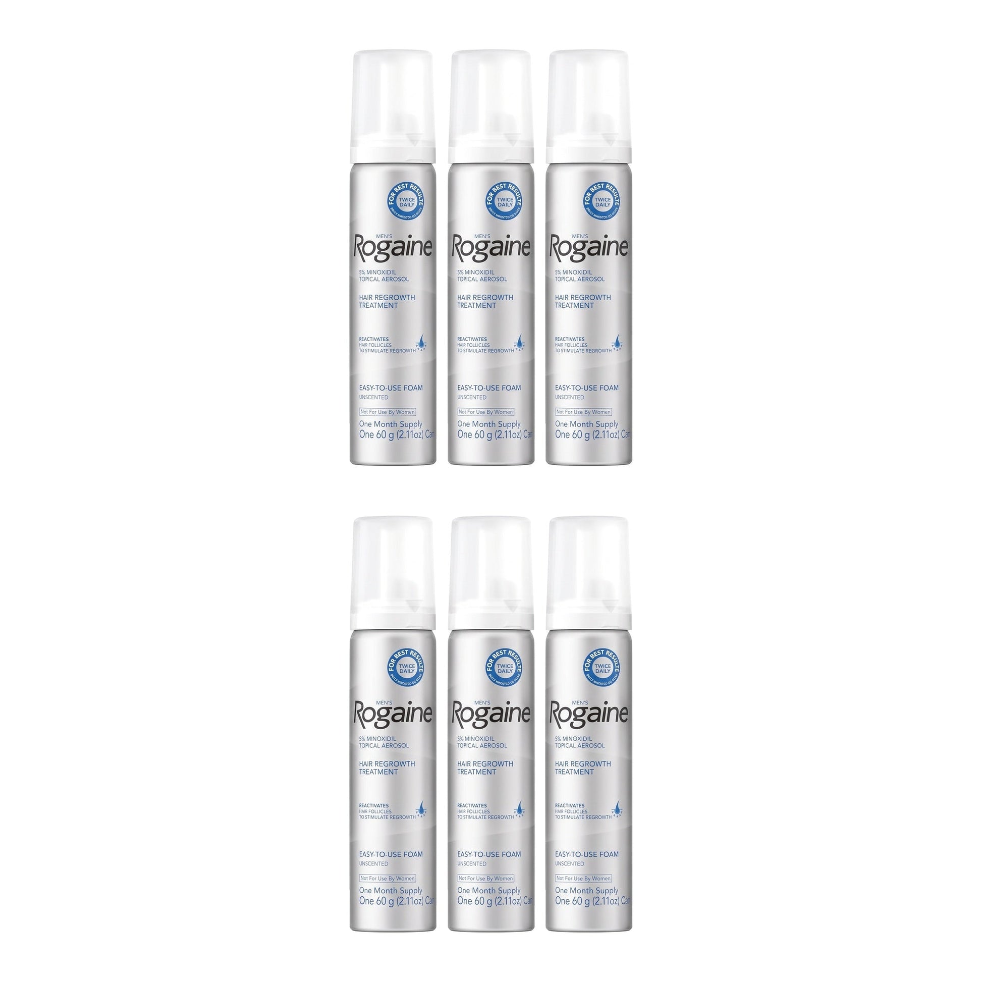 Rogaine Minoxidil Foam 5% for Men - 6 month supply, 6 x 60 g foam cans