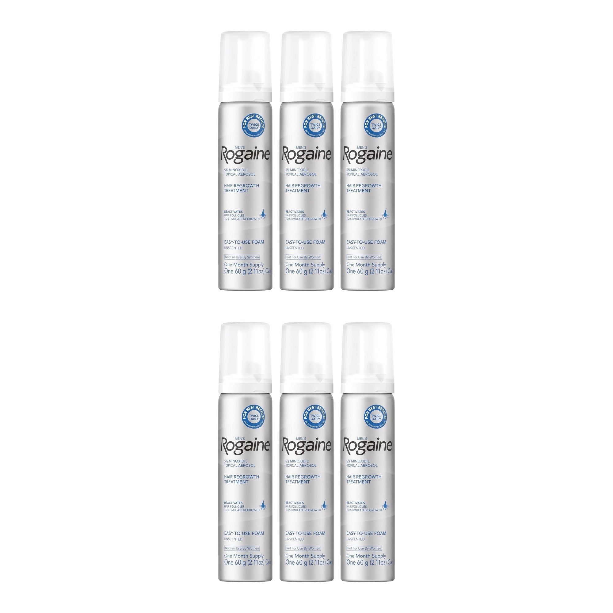 Rogaine Minoxidil Foam 5% for Men - 6 month supply, 6 x 60 g foam cans