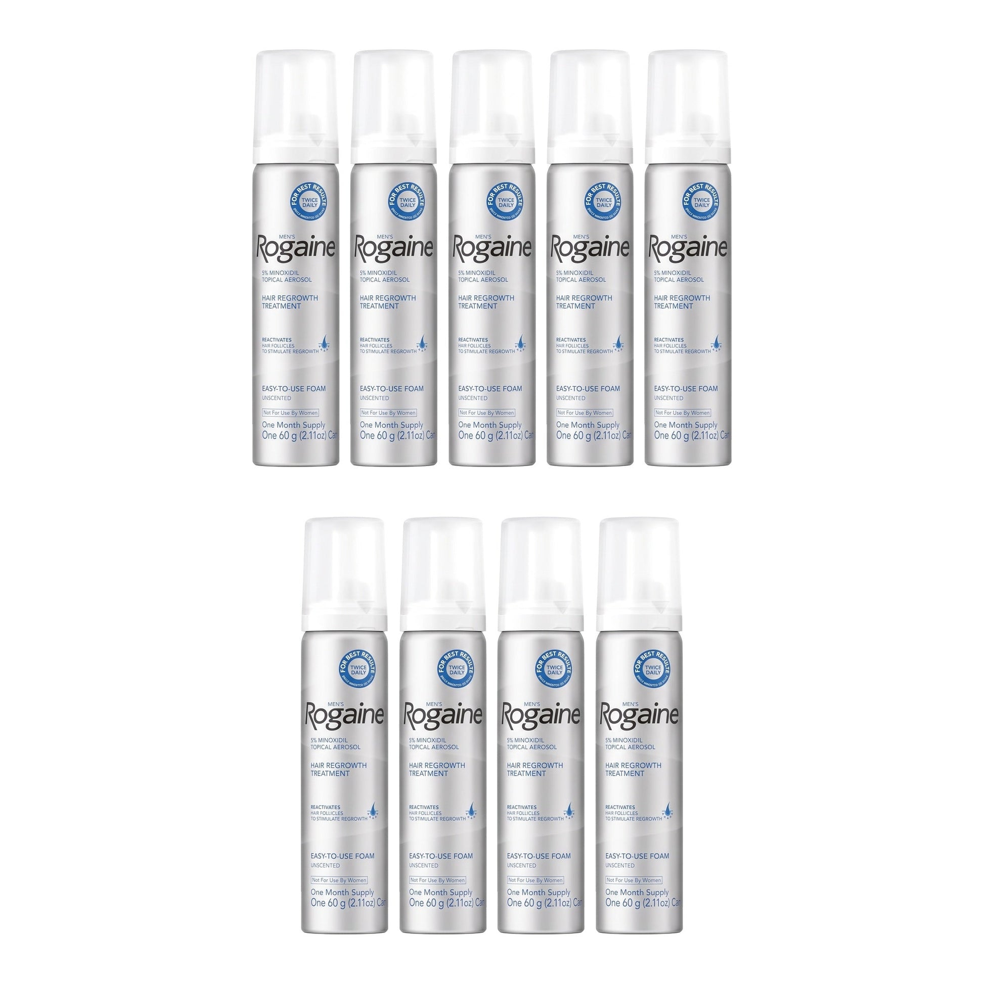 Rogaine Minoxidil Foam 5% for Men - 9 month supply, 9 x 60 g foam cans