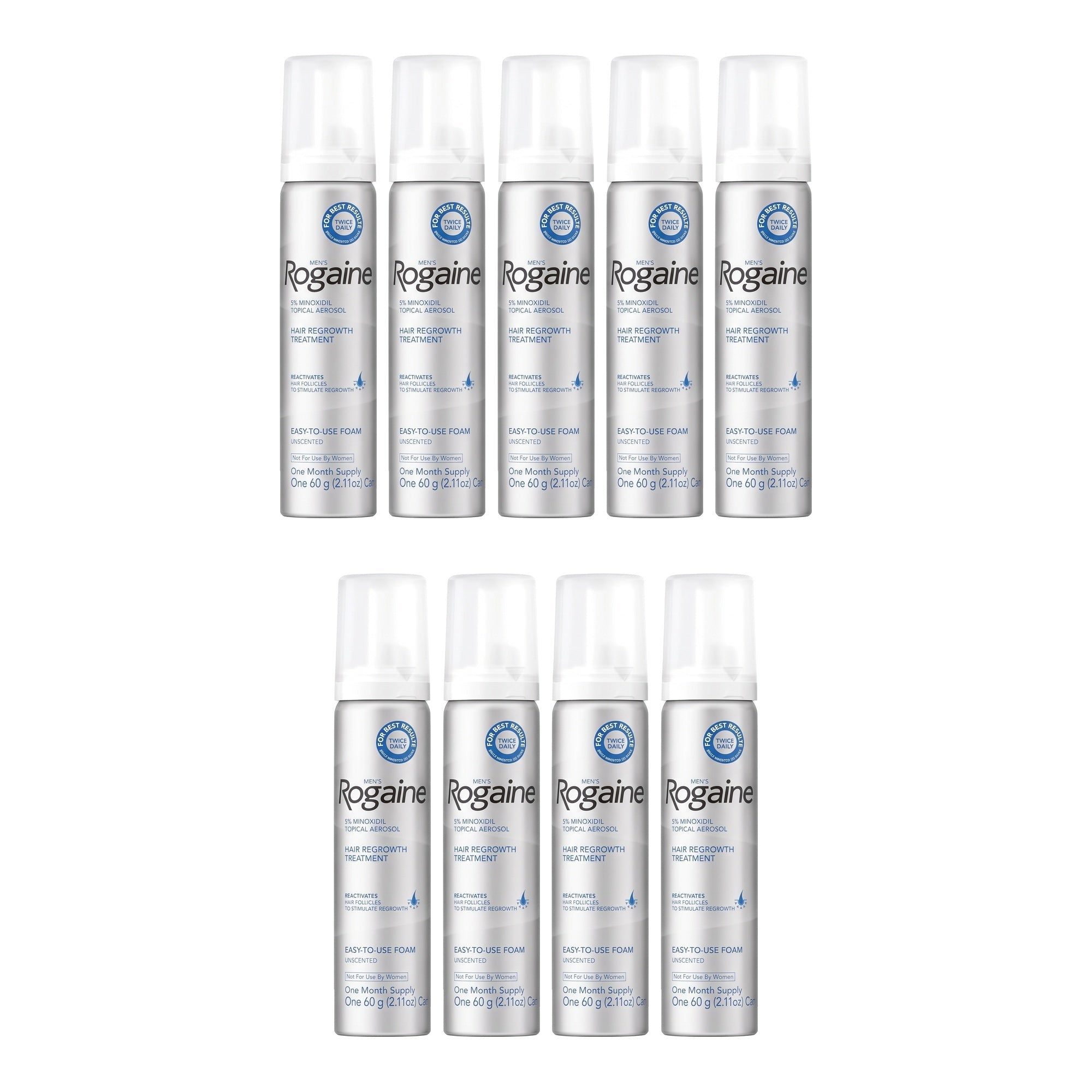 Rogaine Minoxidil Foam 5% for Men - 9 month supply, 9 x 60 g foam cans