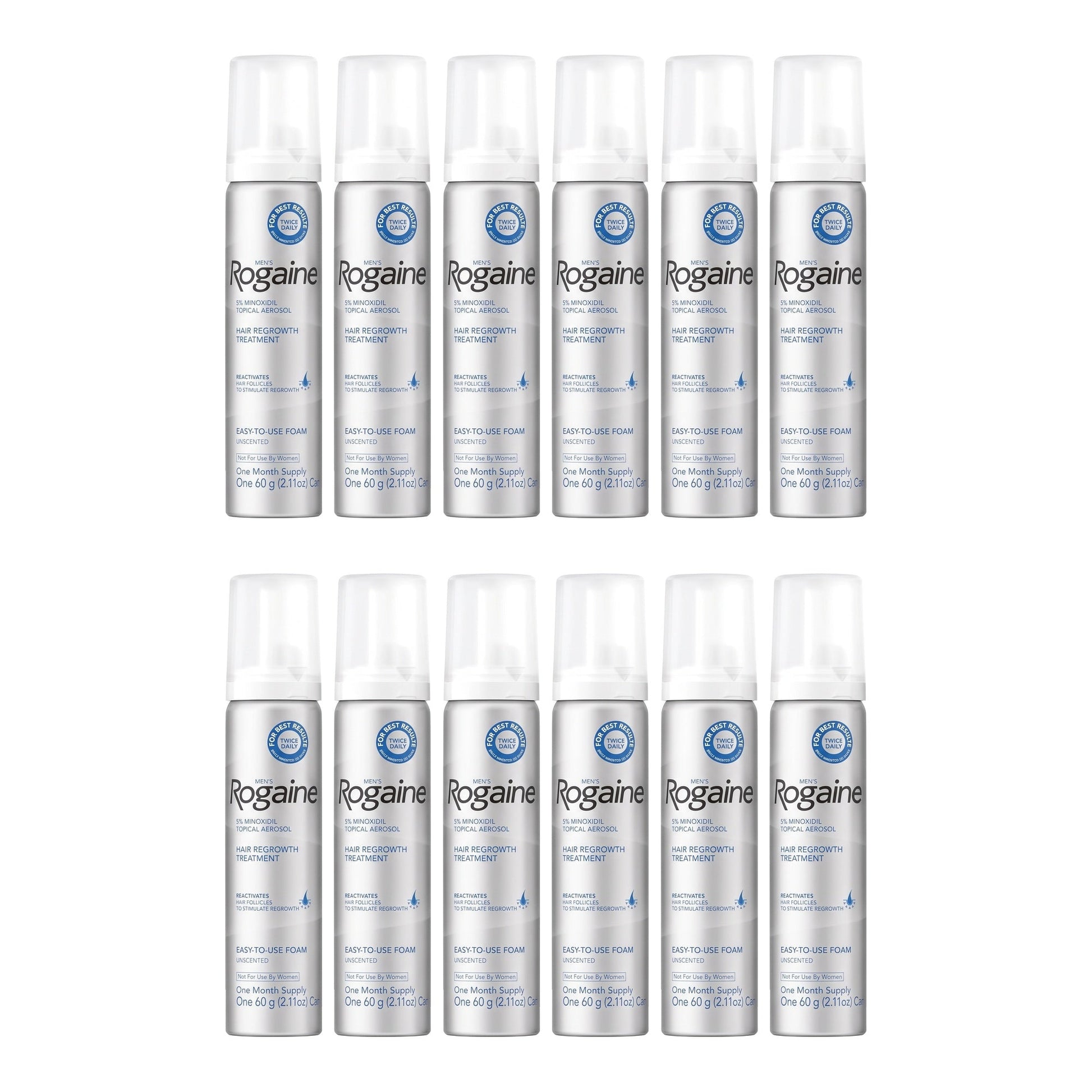 Rogaine Minoxidil Foam 5% for Men - 12 month supply, 12 x 60 g foam cans