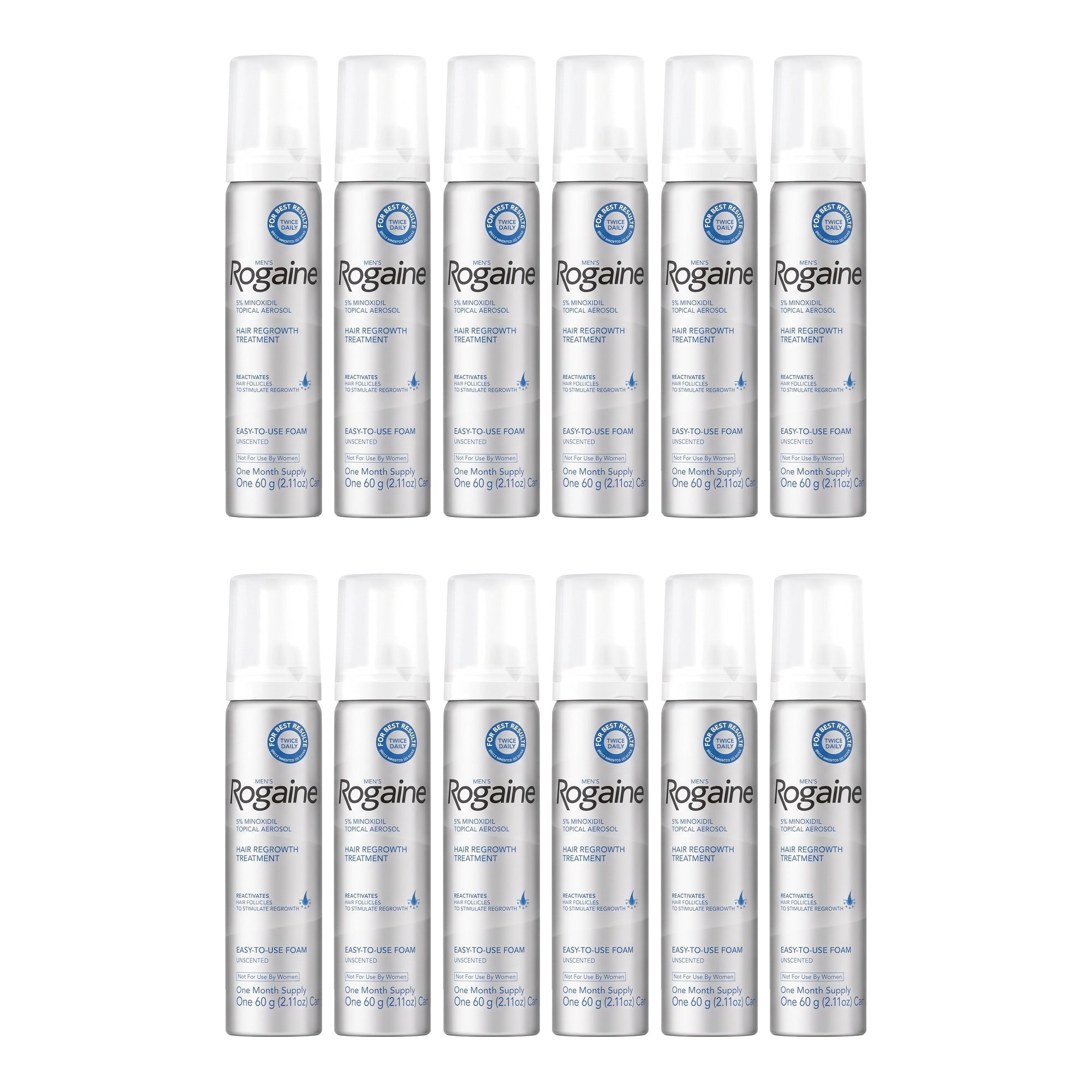Rogaine Minoxidil Foam 5% for Men - 12 month supply, 12 x 60 g foam cans