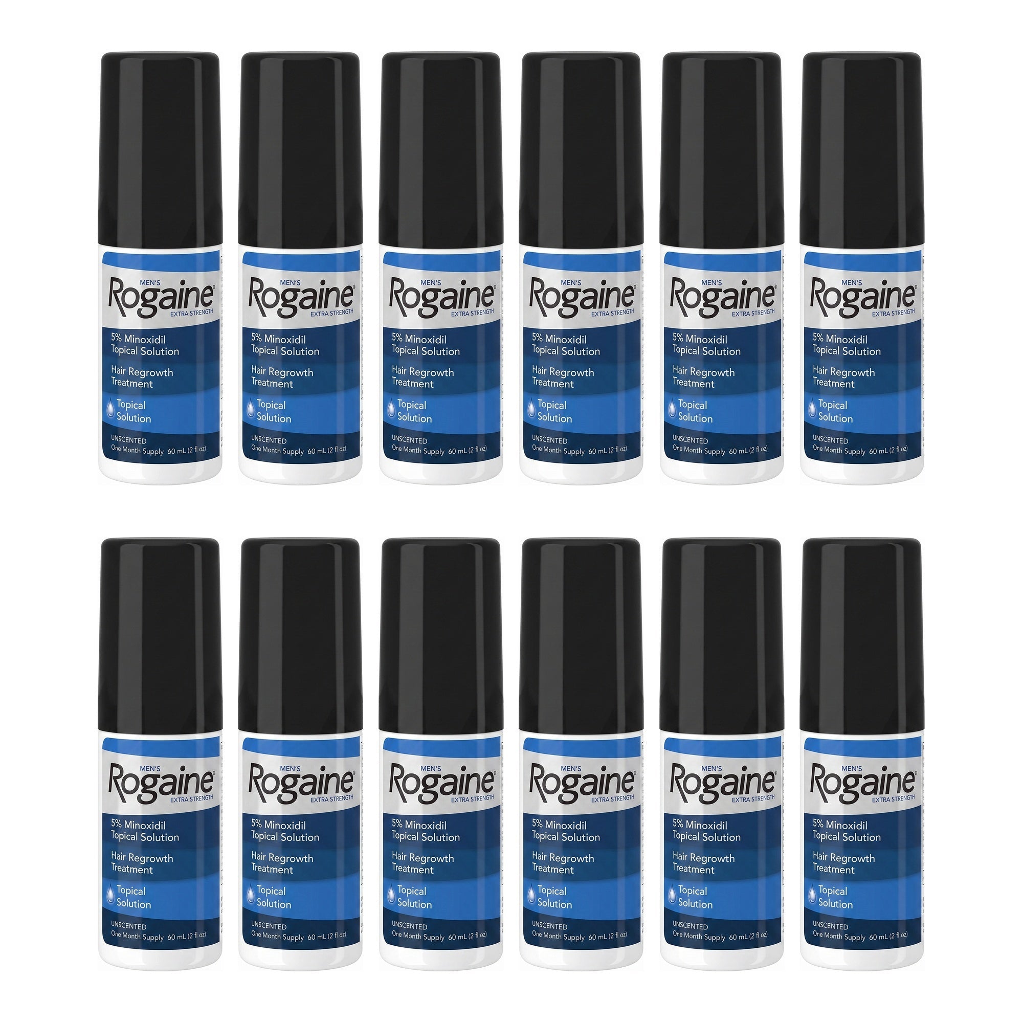 Rogaine Minoxidil Lotion 5% for Men - 12 month supply, 12 x 60 ml bottles