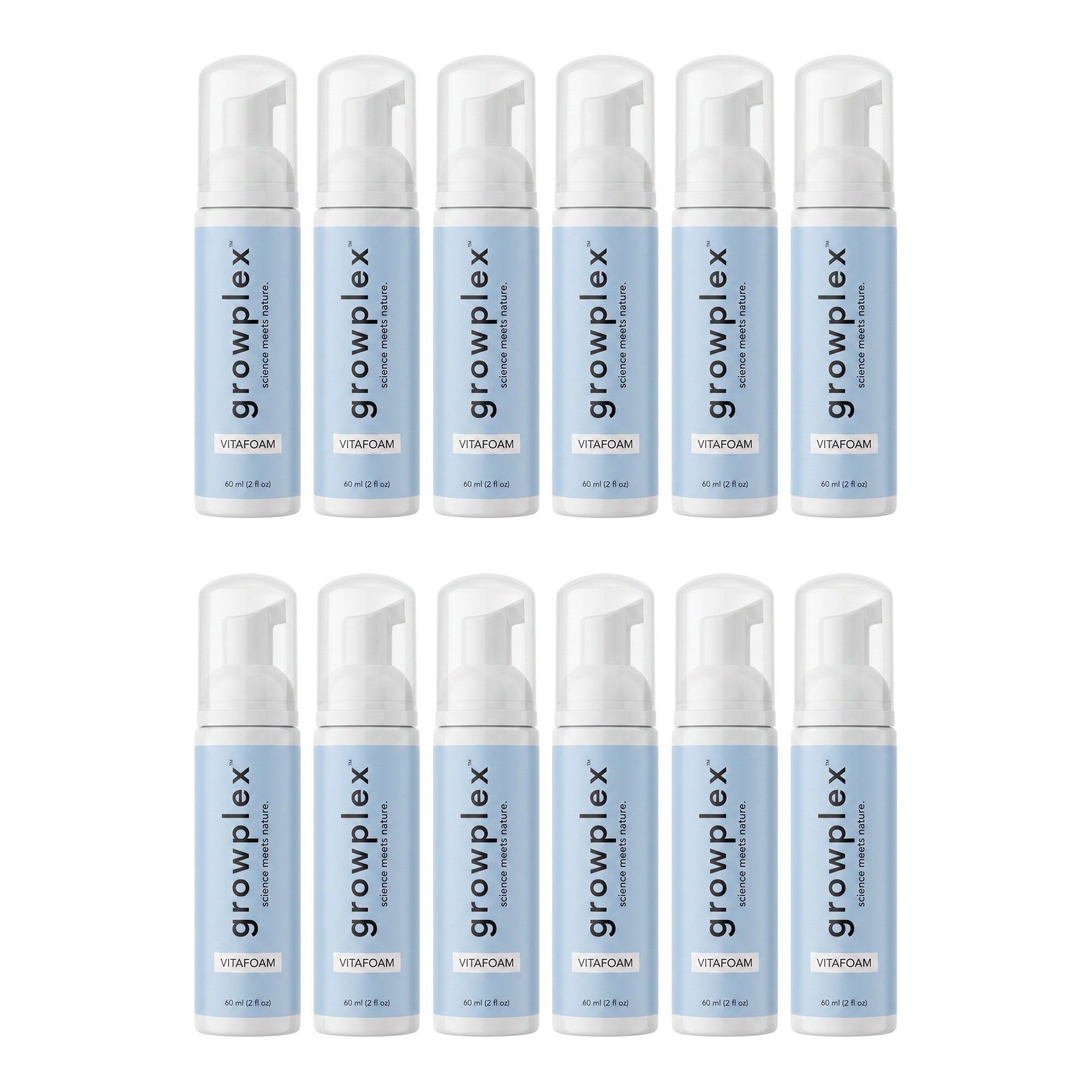 Growplex VitaFoam Minoxidil Foam 5% for Women & Men - 12 month supply, 12 x 60 ml foam bottles