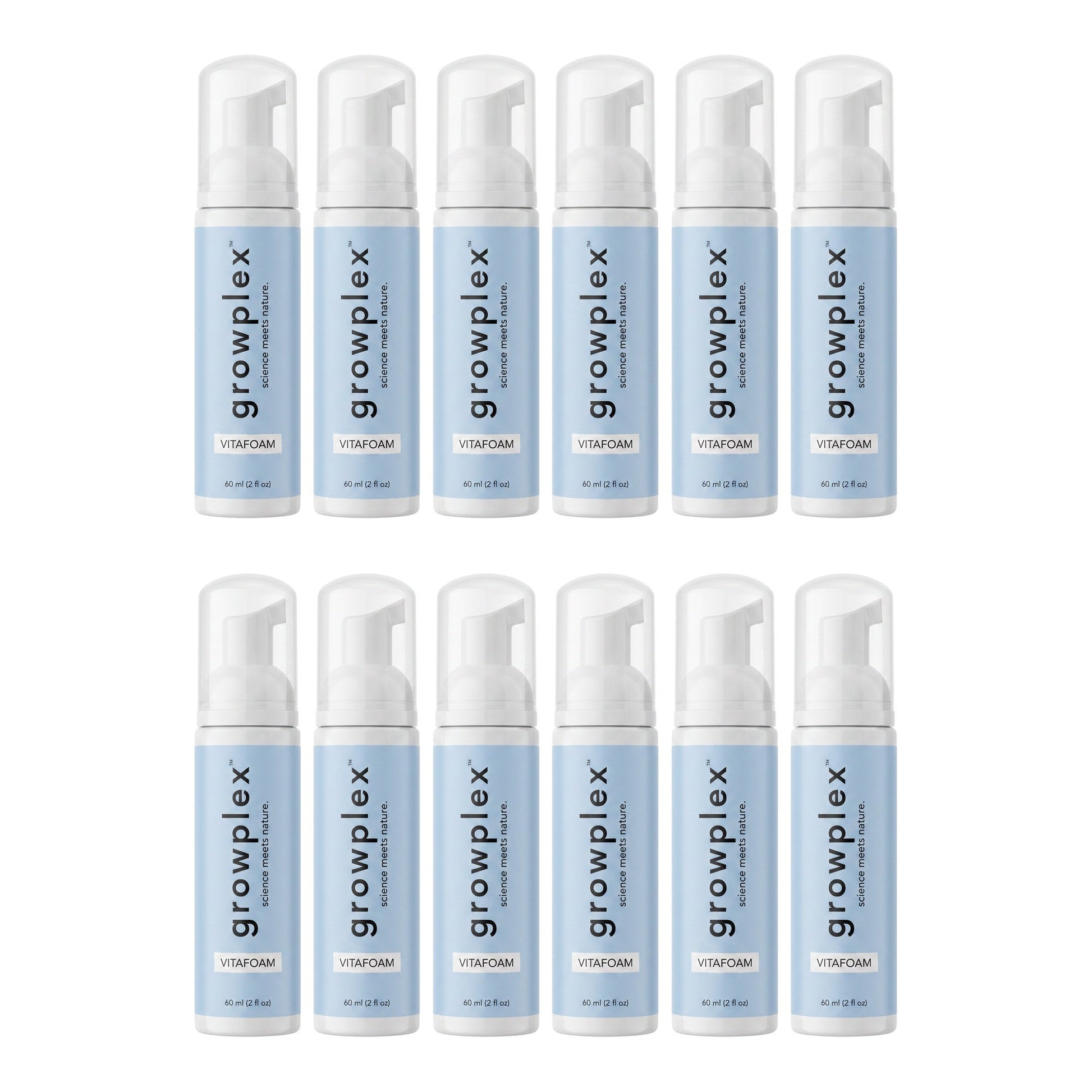 Growplex VitaFoam Minoxidil Foam 5% for Women & Men - 12 month supply, 12 x 60 ml foam bottles