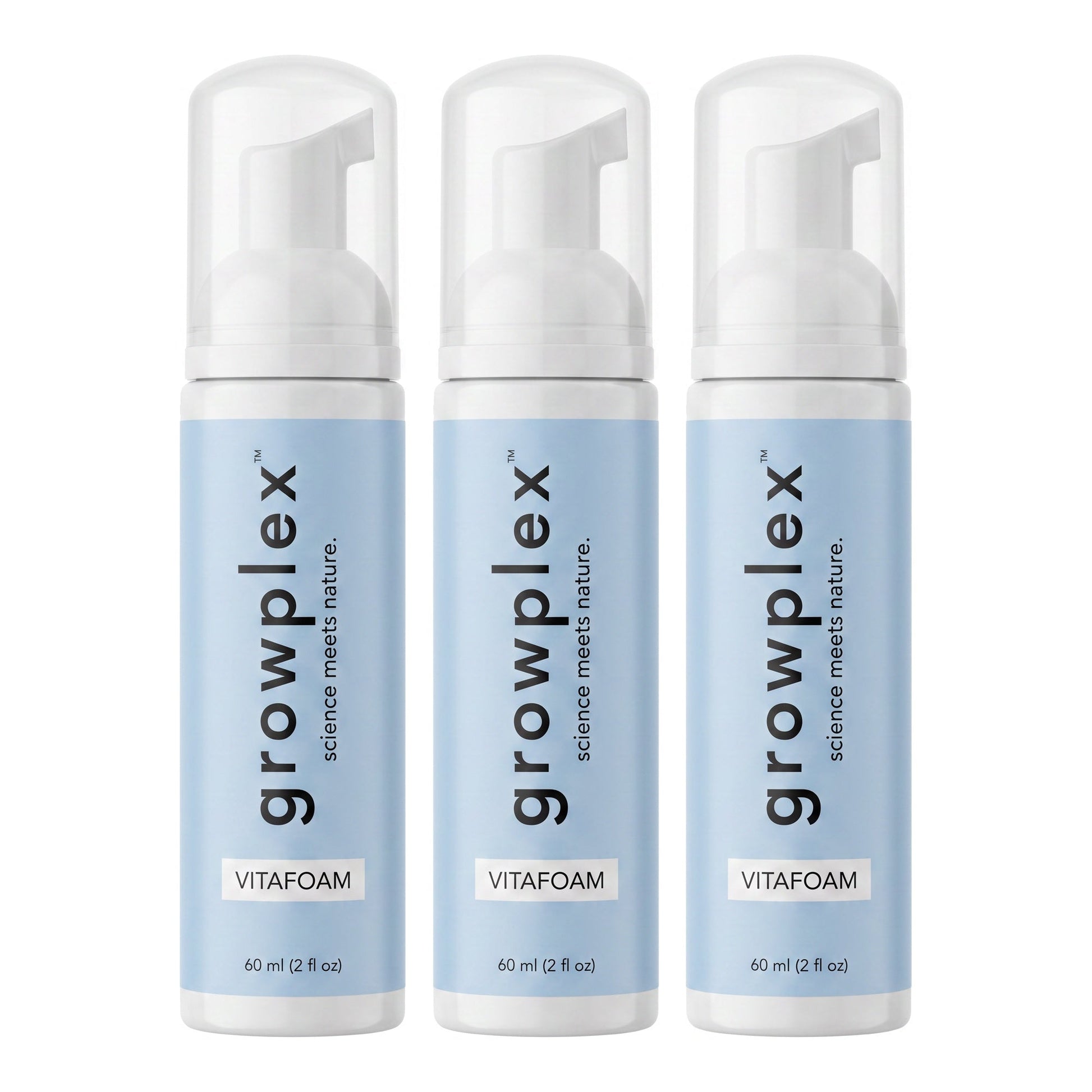 Growplex VitaFoam Minoxidil Foam 5% for Women & Men - 3 month supply, 3 x 60 ml foam bottles