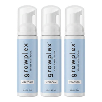 Growplex VitaFoam Minoxidil Foam 5% for Women & Men - 3 month supply, 3 x 60 ml foam bottles